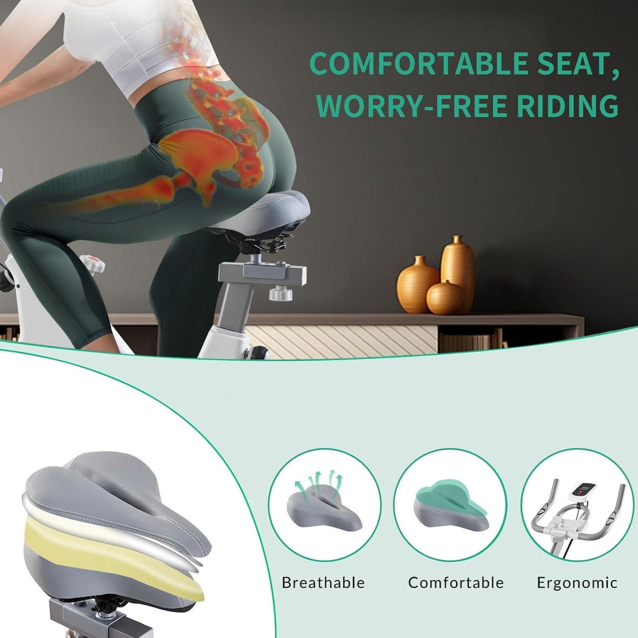 Magnetic Indoor Cycling Bike w/ LCD Monitor, Phone Holder & Adjustable Seat - Kwikley