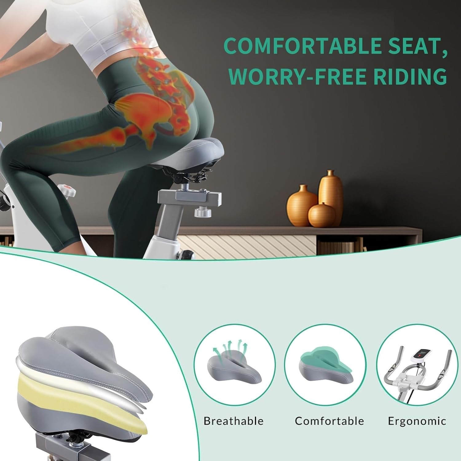 Magnetic Indoor Cycling Bike w/ LCD Monitor, Phone Holder & Adjustable Seat - Kwikley