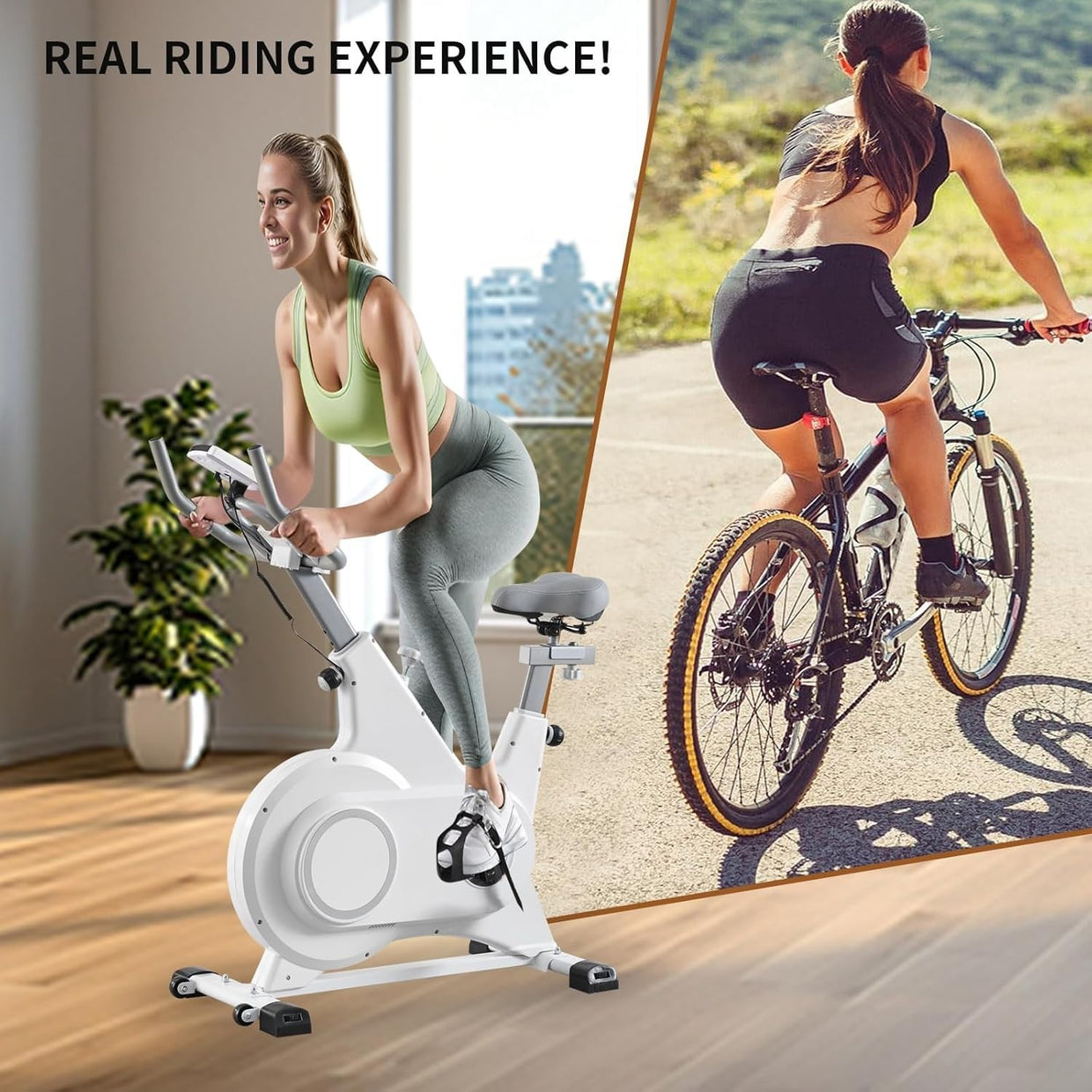 Magnetic Indoor Cycling Bike w/ LCD Monitor, Phone Holder & Adjustable Seat - Kwikley