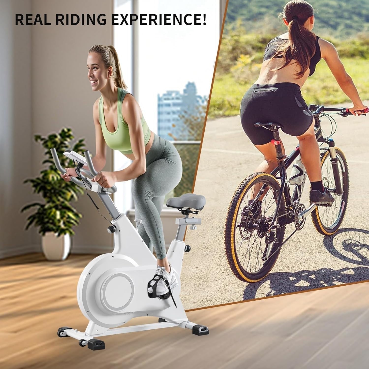 Magnetic Indoor Cycling Bike w/ LCD Monitor, Phone Holder & Adjustable Seat - Kwikley