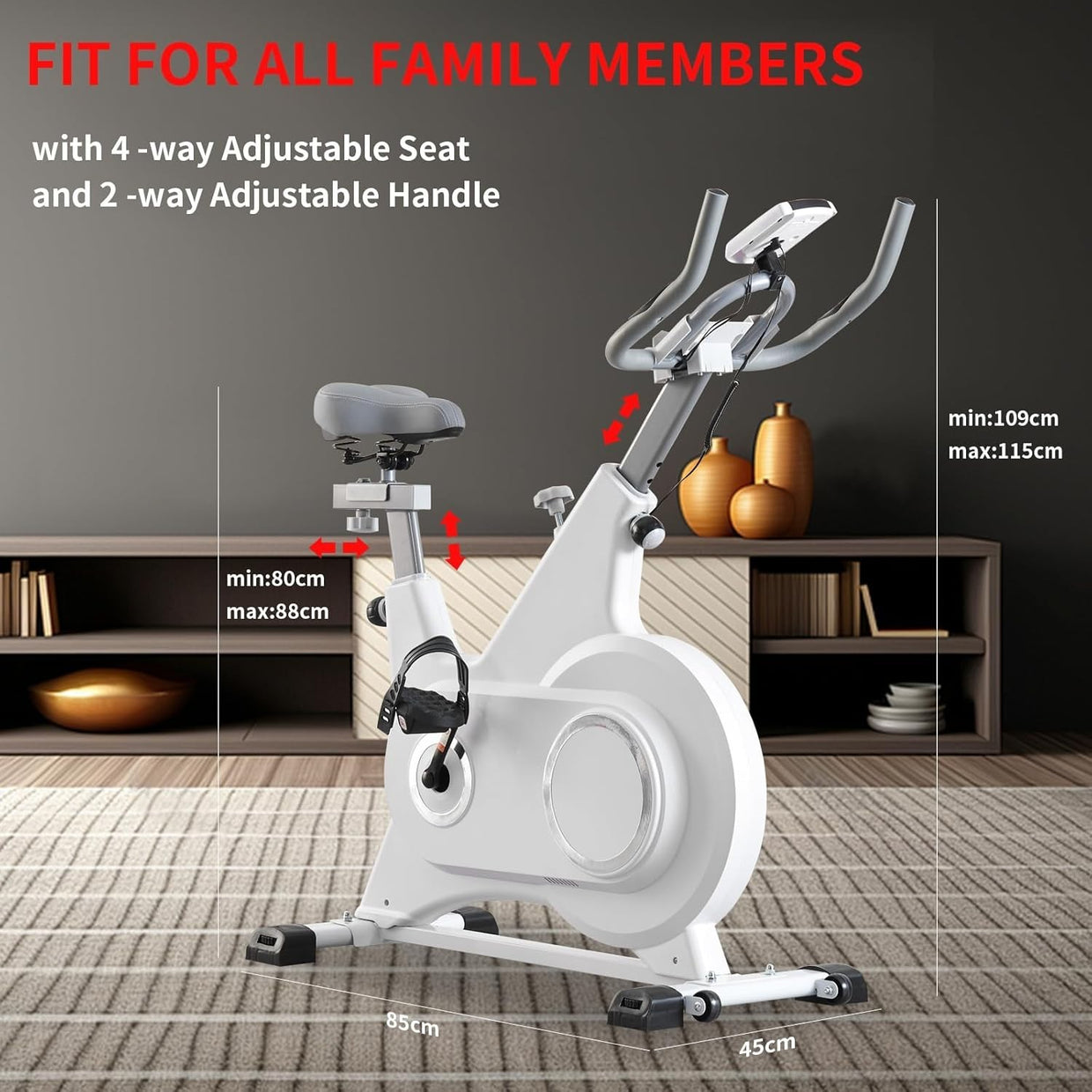 Magnetic Indoor Cycling Bike w/ LCD Monitor, Phone Holder & Adjustable Seat - Kwikley