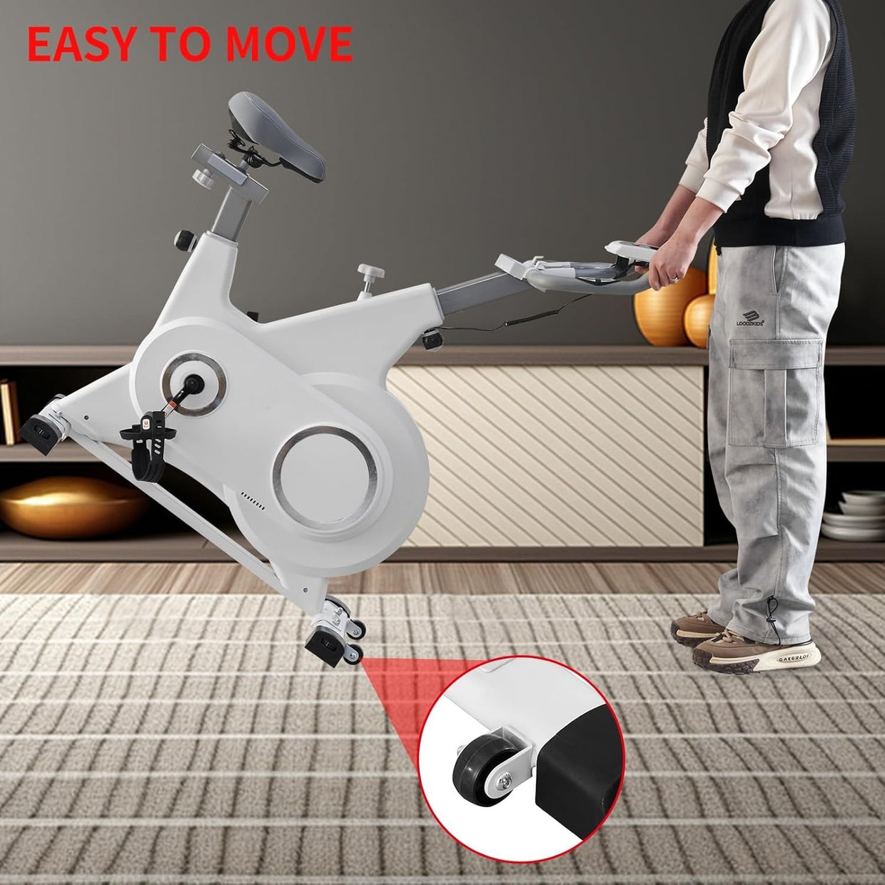 Magnetic Indoor Cycling Bike w/ LCD Monitor, Phone Holder & Adjustable Seat - Kwikley