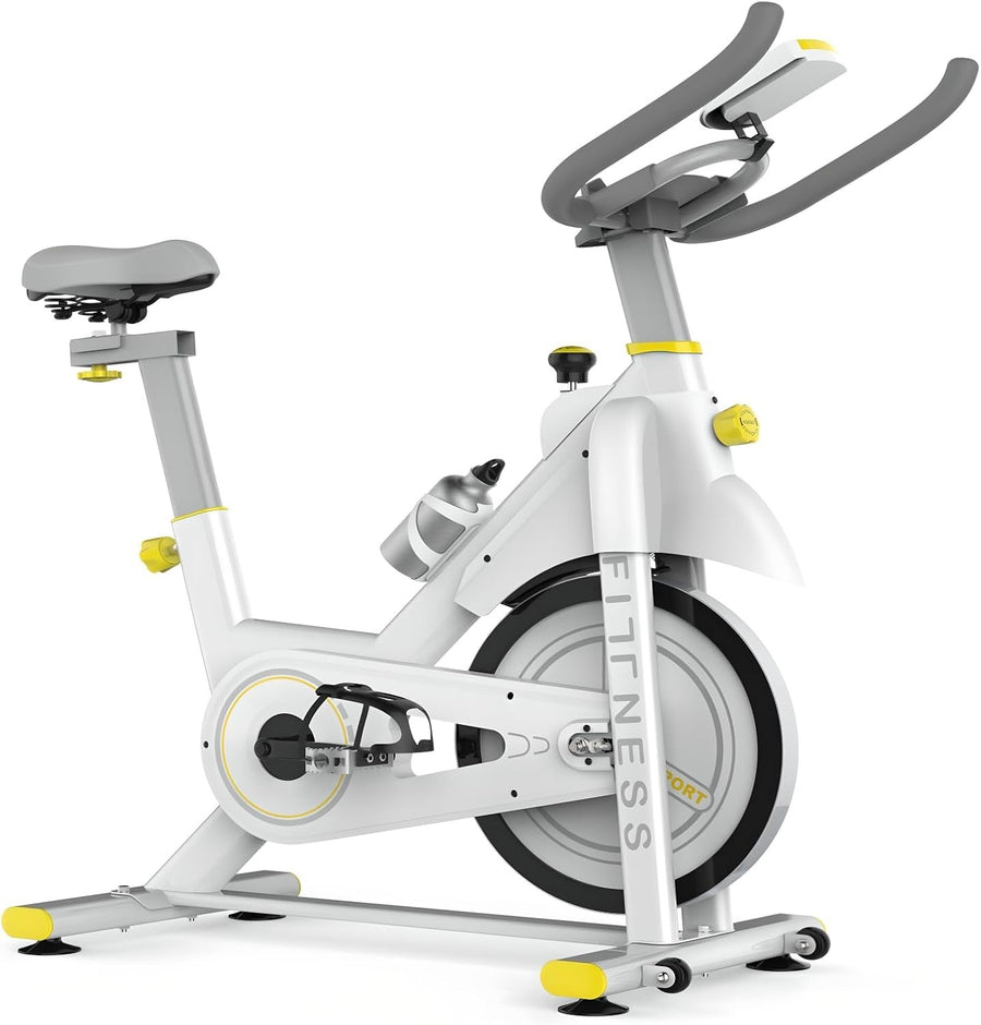 Magnetic Indoor Exercise Bike w/ 30lb Flywheel, LCD Monitor & 330lb Capacity - Kwikley