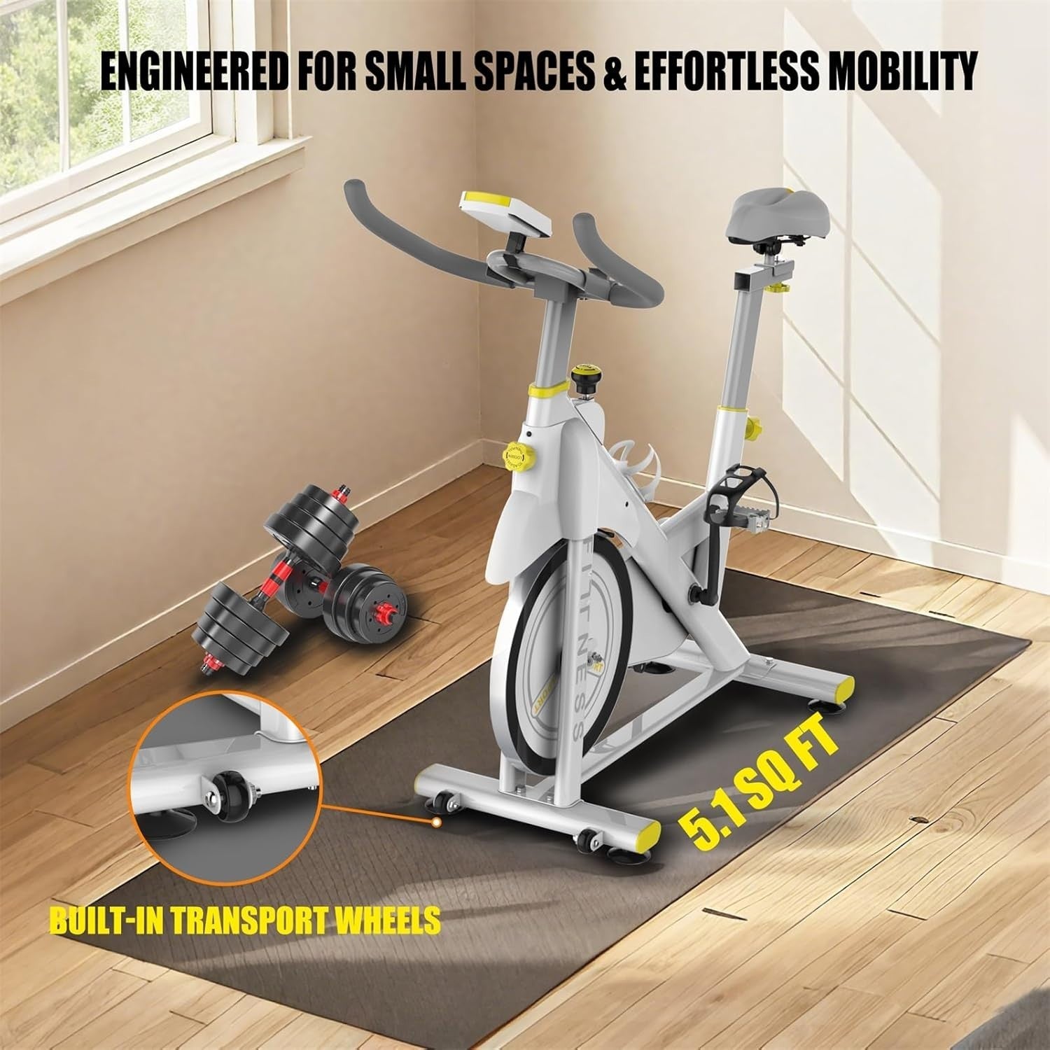Magnetic Indoor Exercise Bike w/ 30lb Flywheel, LCD Monitor & 330lb Capacity - Kwikley