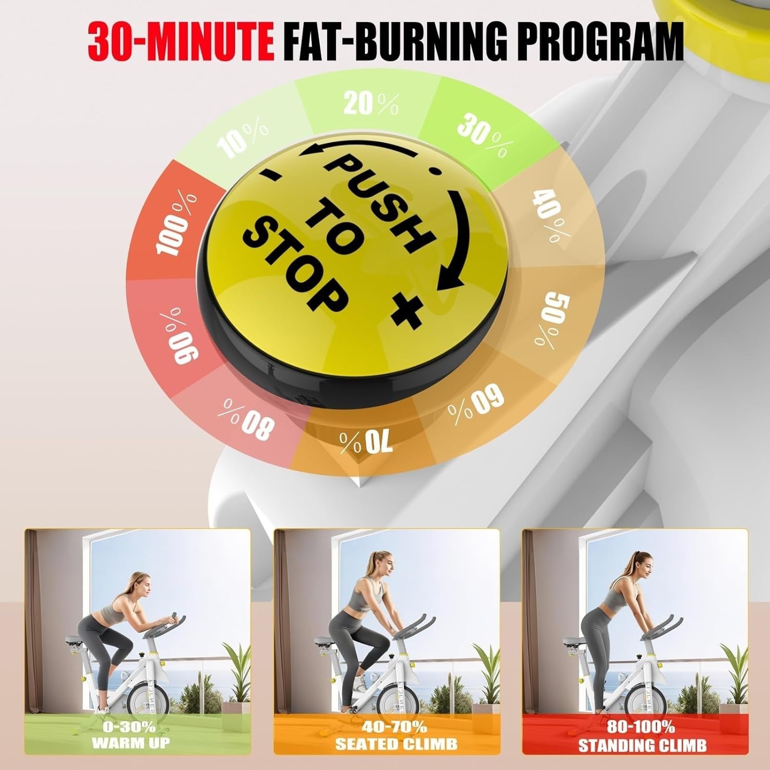Magnetic Indoor Exercise Bike w/ 30lb Flywheel, LCD Monitor & 330lb Capacity - Kwikley