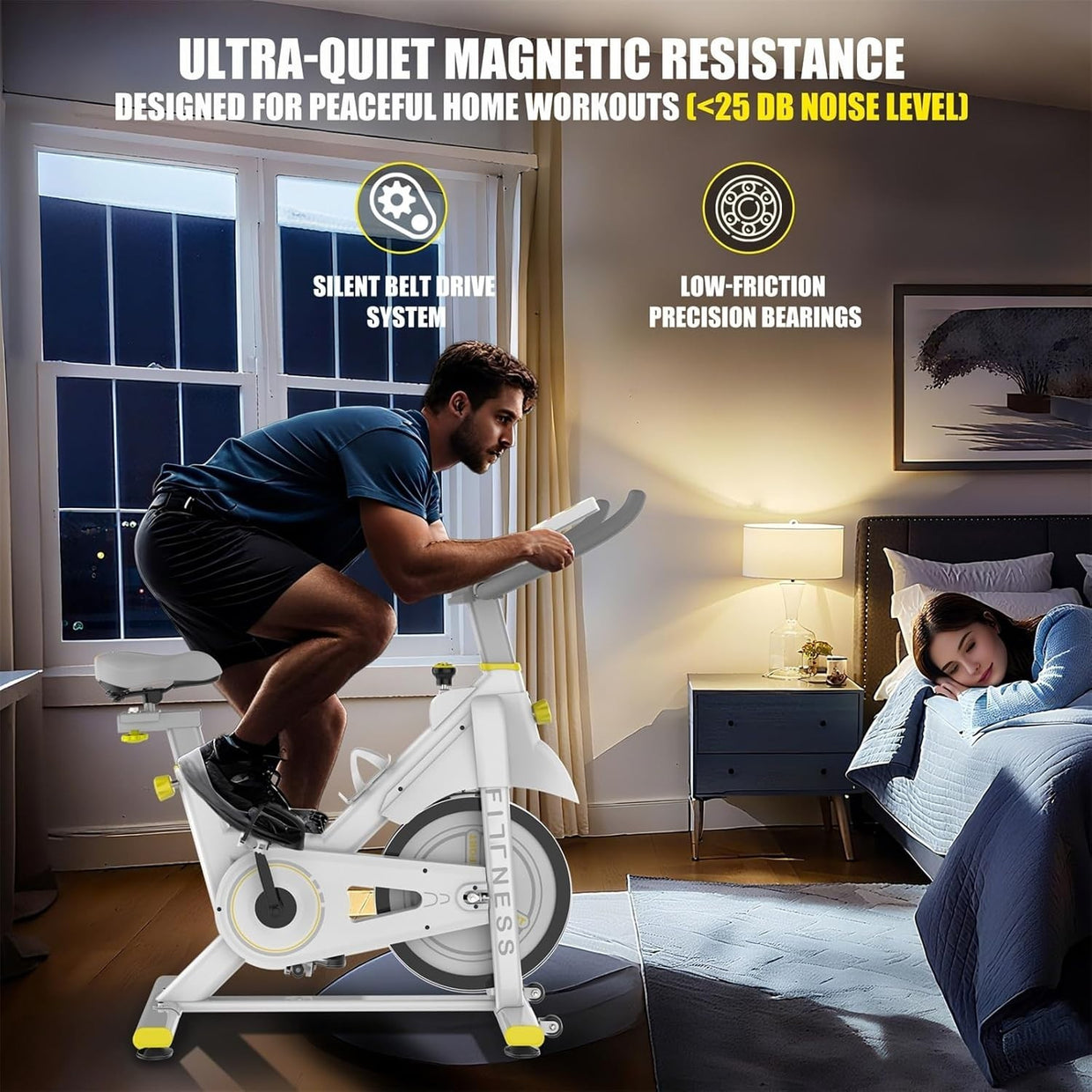 Magnetic Indoor Exercise Bike w/ 30lb Flywheel, LCD Monitor & 330lb Capacity - Kwikley