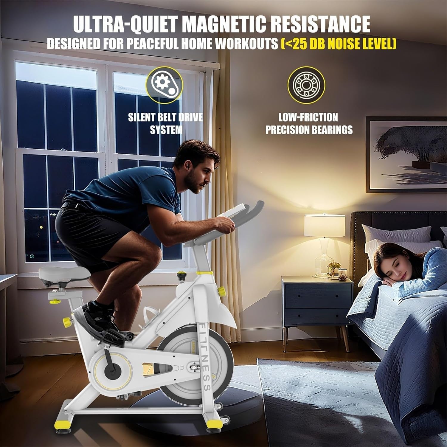 Magnetic Indoor Exercise Bike w/ 30lb Flywheel, LCD Monitor & 330lb Capacity - Kwikley
