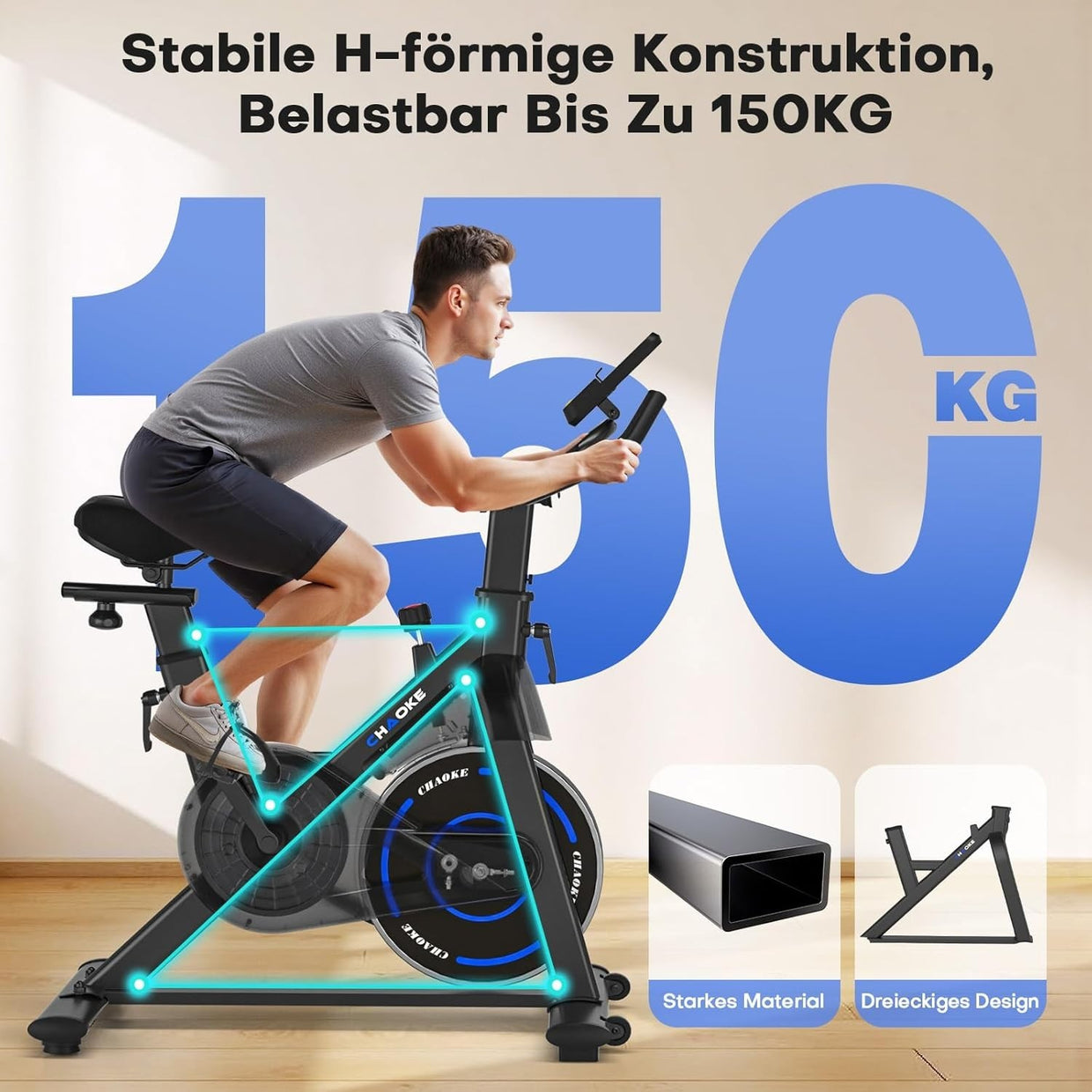 Magnetic Indoor Exercise Bike w/ App, LCD Monitor, Heavy Flywheel & 150kg Max - Kwikley