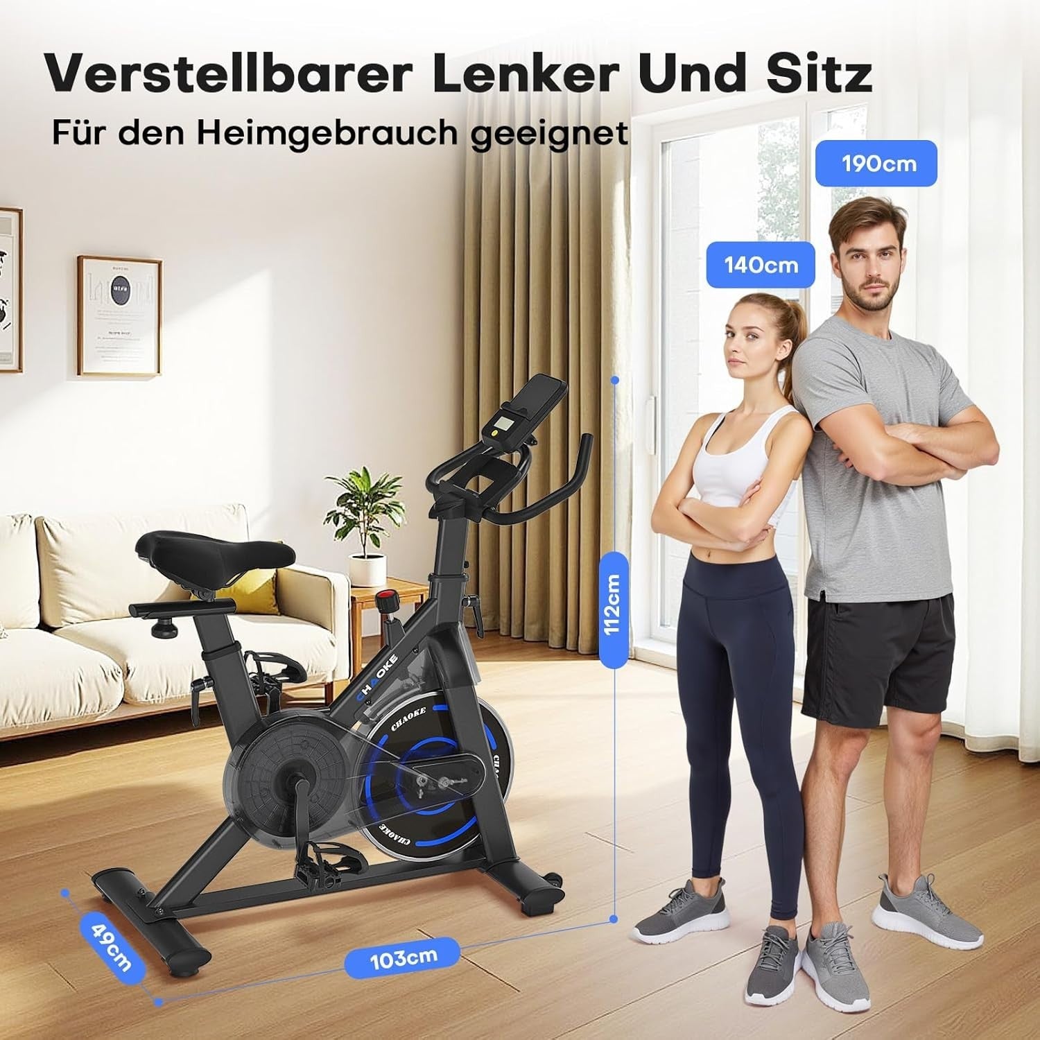 Magnetic Indoor Exercise Bike w/ App, LCD Monitor, Heavy Flywheel & 150kg Max - Kwikley