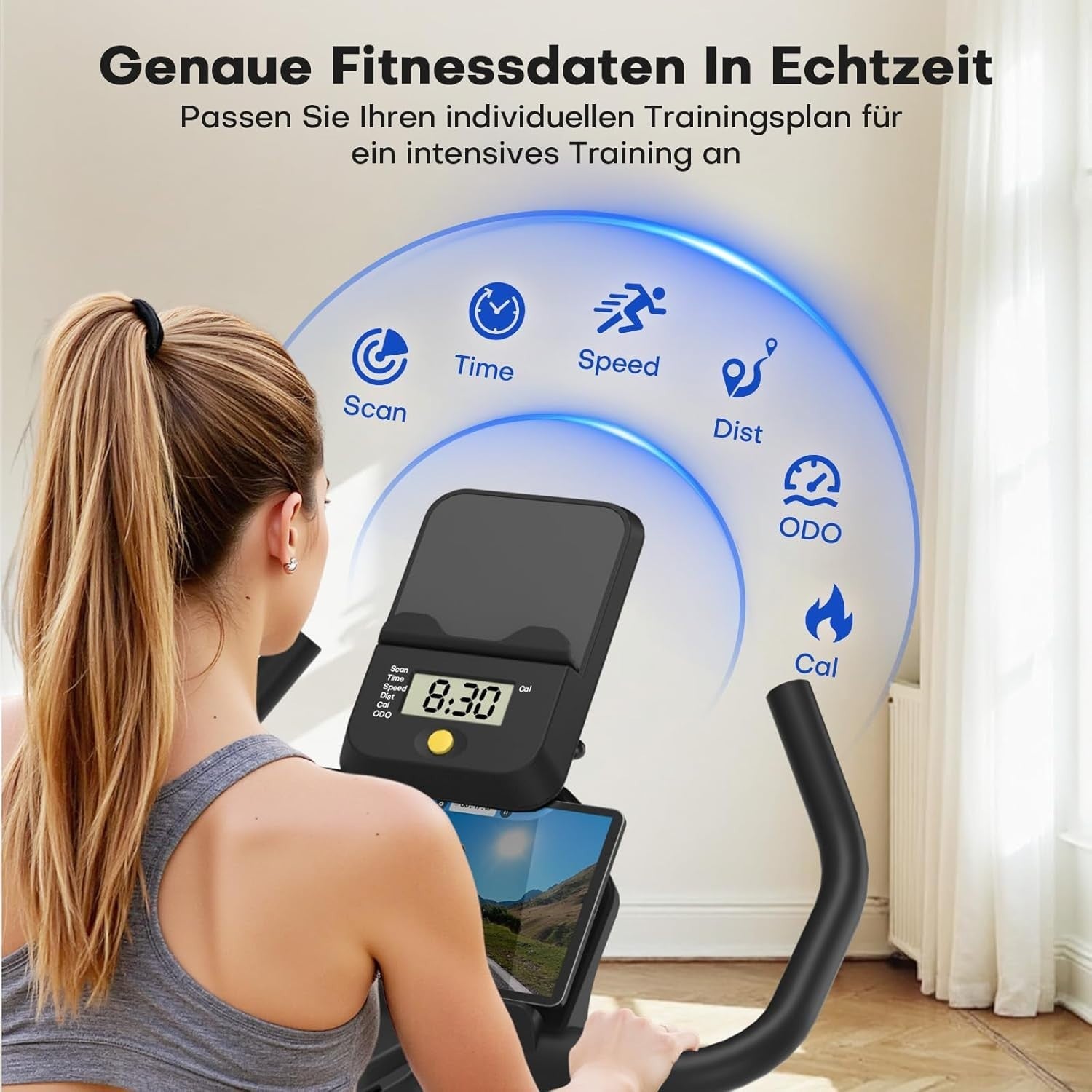 Magnetic Indoor Exercise Bike w/ App, LCD Monitor, Heavy Flywheel & 150kg Max - Kwikley