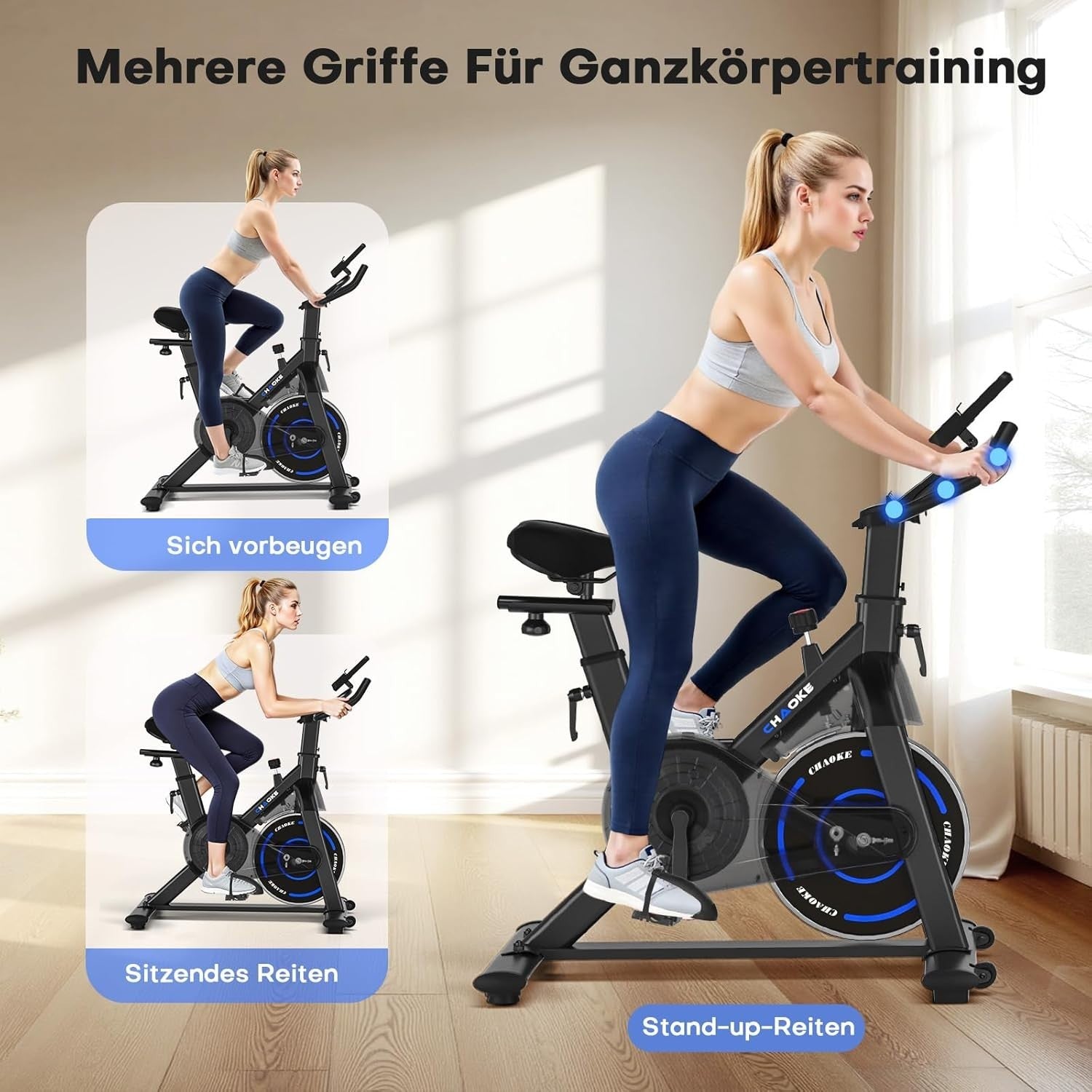 Magnetic Indoor Exercise Bike w/ App, LCD Monitor, Heavy Flywheel & 150kg Max - Kwikley
