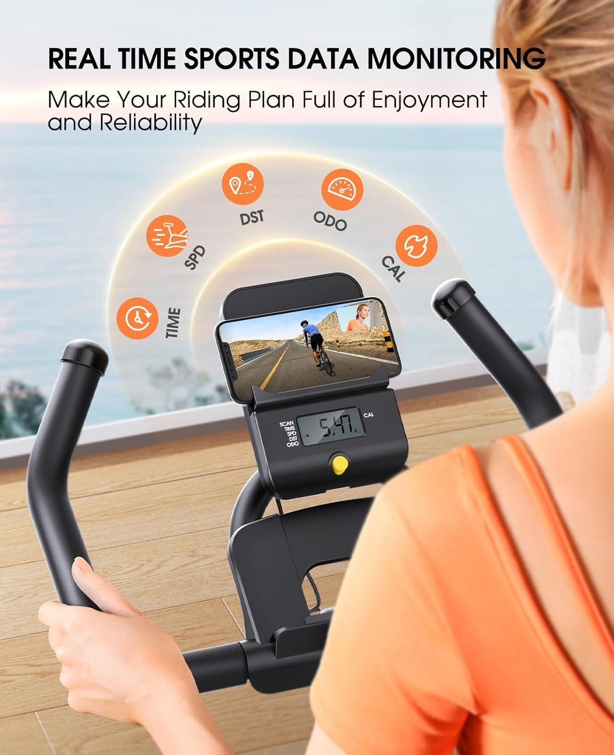 Magnetic Indoor Exercise Bike w/ LCD Monitor, 15kg Flywheel, Quiet & 330lb Cap - Kwikley