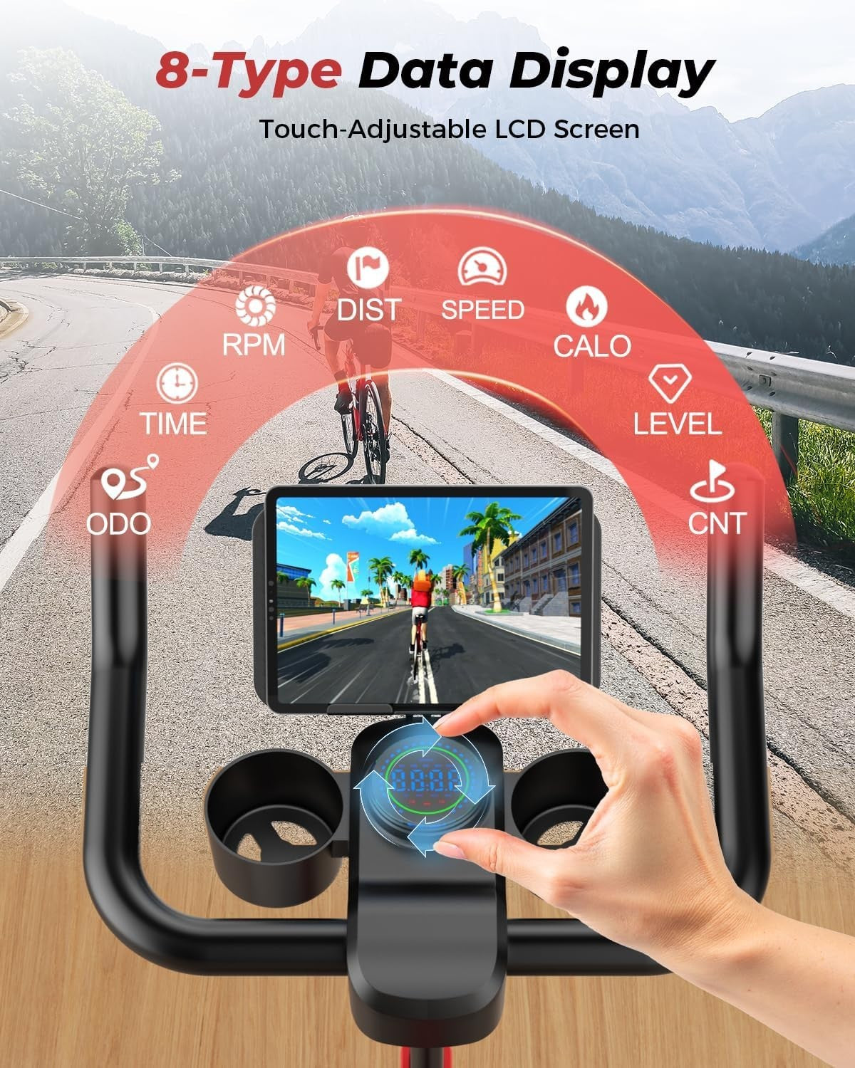 Magnetic Indoor Exercise Bike w/ LCD Monitor, APP Tracking & Adjustable Seat - Kwikley
