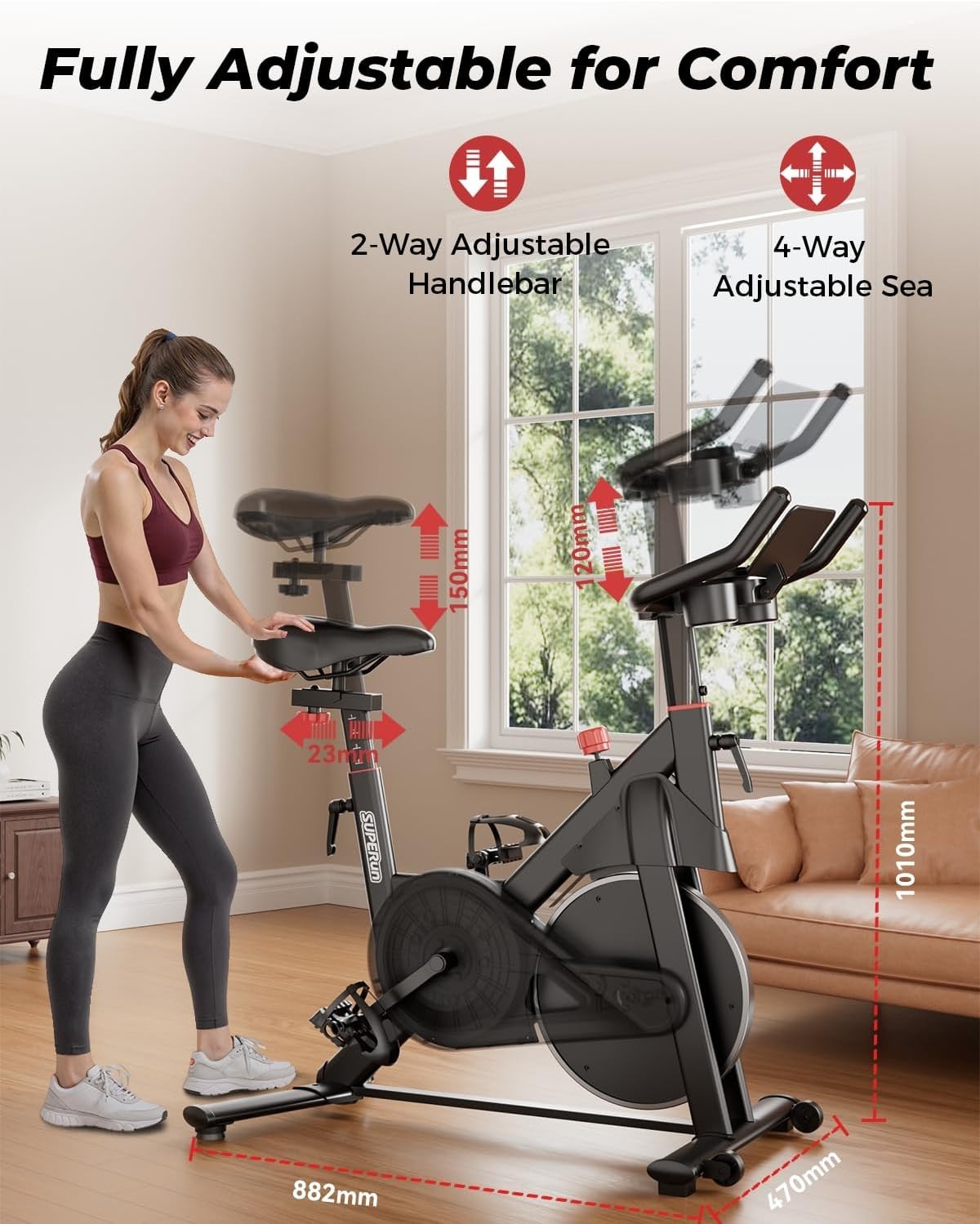 Magnetic Indoor Exercise Bike w/ LCD Monitor, APP Tracking & Adjustable Seat - Kwikley