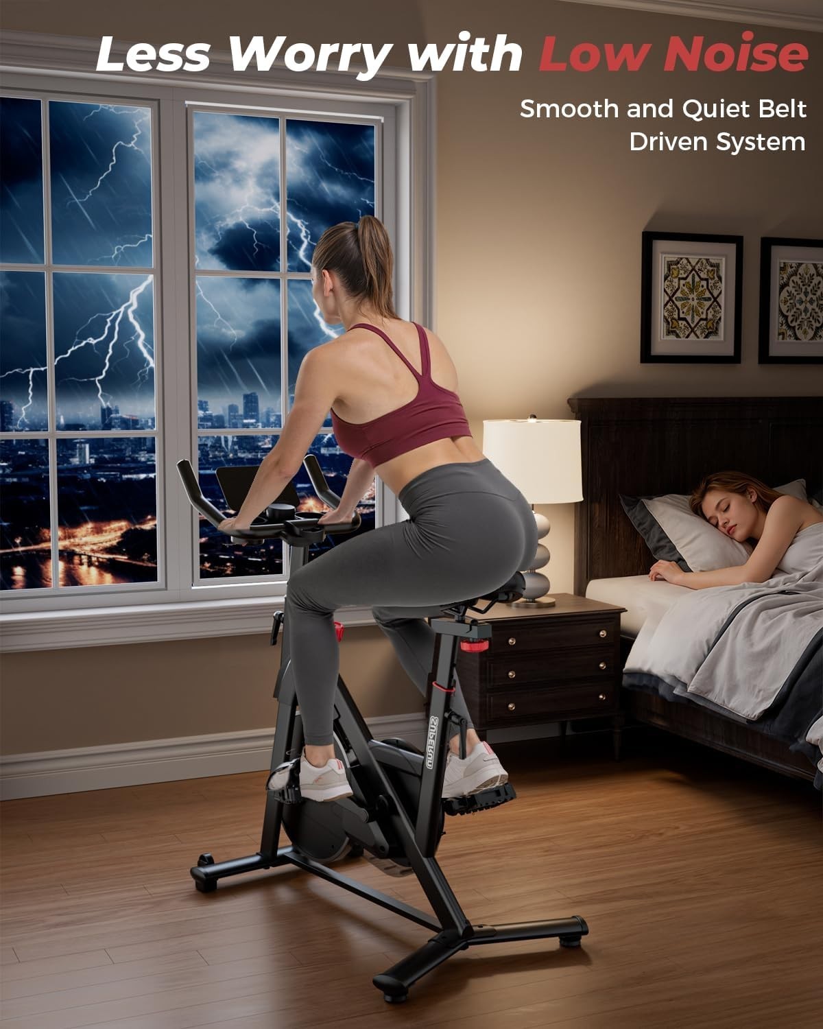 Magnetic Indoor Exercise Bike w/ LCD Monitor, APP Tracking & Adjustable Seat - Kwikley