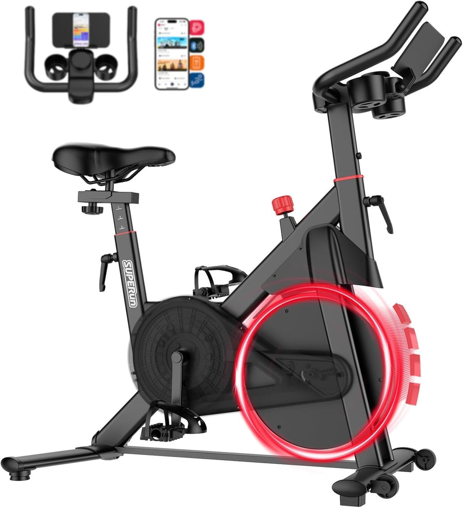 Magnetic Indoor Exercise Bike w/ LCD Monitor, APP Tracking & Adjustable Seat - Kwikley