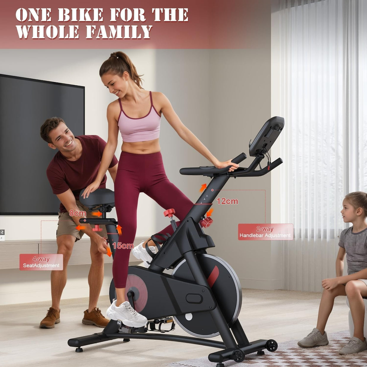 Magnetic Indoor Exercise Bike w/ LCD Monitor, Heart Rate & Adjustable Seat 150kg - Kwikley