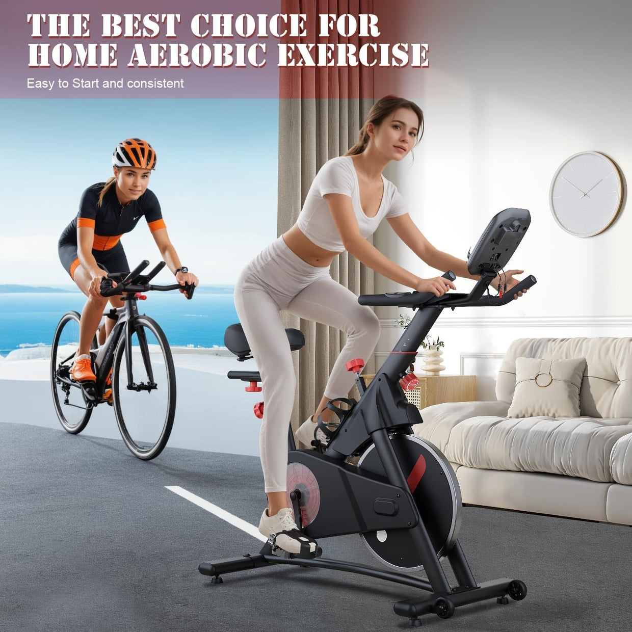 Magnetic Indoor Exercise Bike w/ LCD Monitor, Heart Rate & Adjustable Seat 150kg - Kwikley