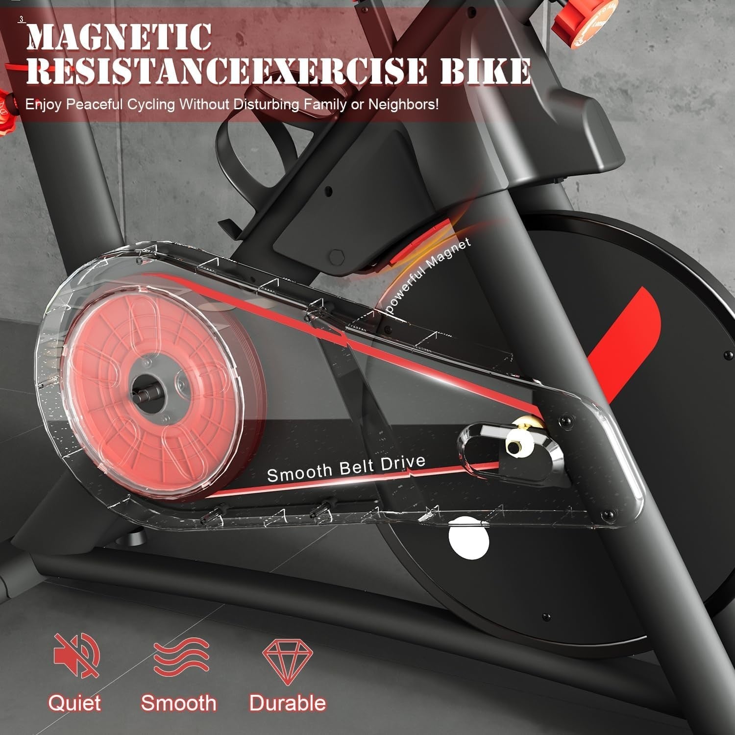 Magnetic Indoor Exercise Bike w/ LCD Monitor, Heart Rate & Adjustable Seat 150kg - Kwikley