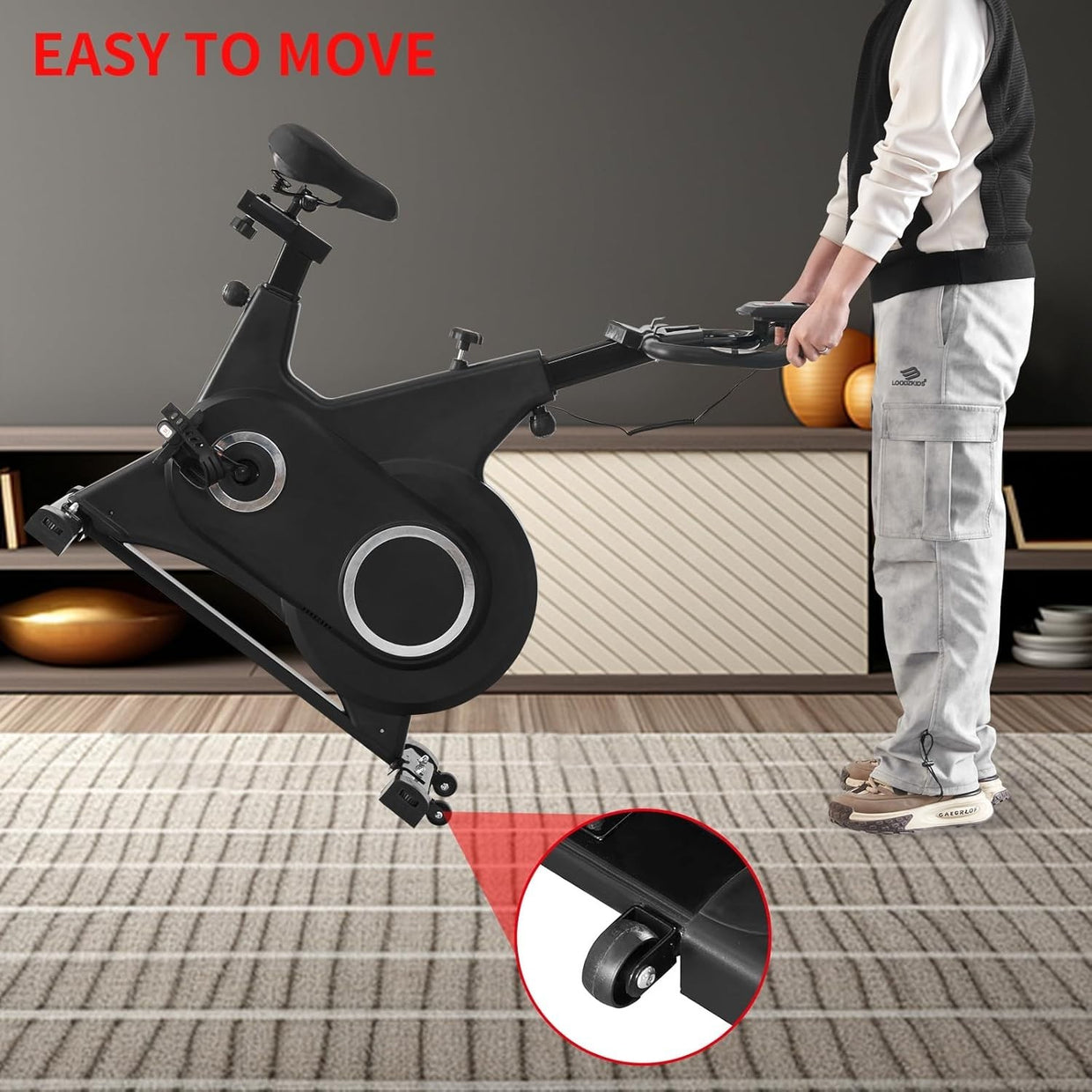 Magnetic Indoor Exercise Bike w/ LCD Monitor, Phone Holder & Adjustable Seat - Kwikley