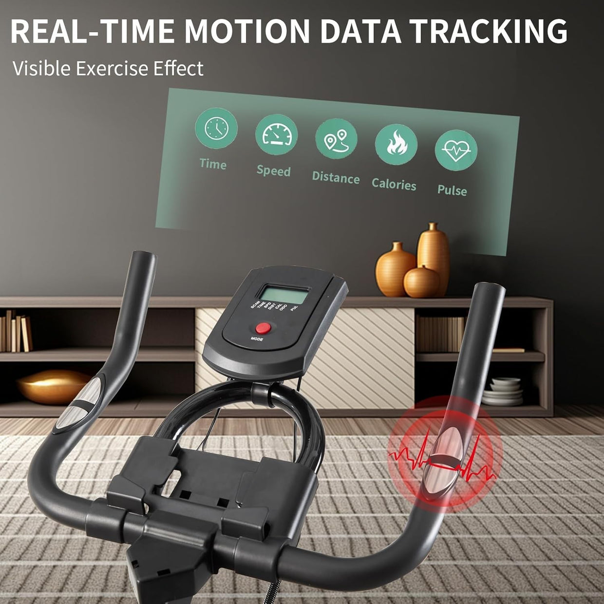 Magnetic Indoor Exercise Bike w/ LCD Monitor, Phone Holder & Adjustable Seat - Kwikley