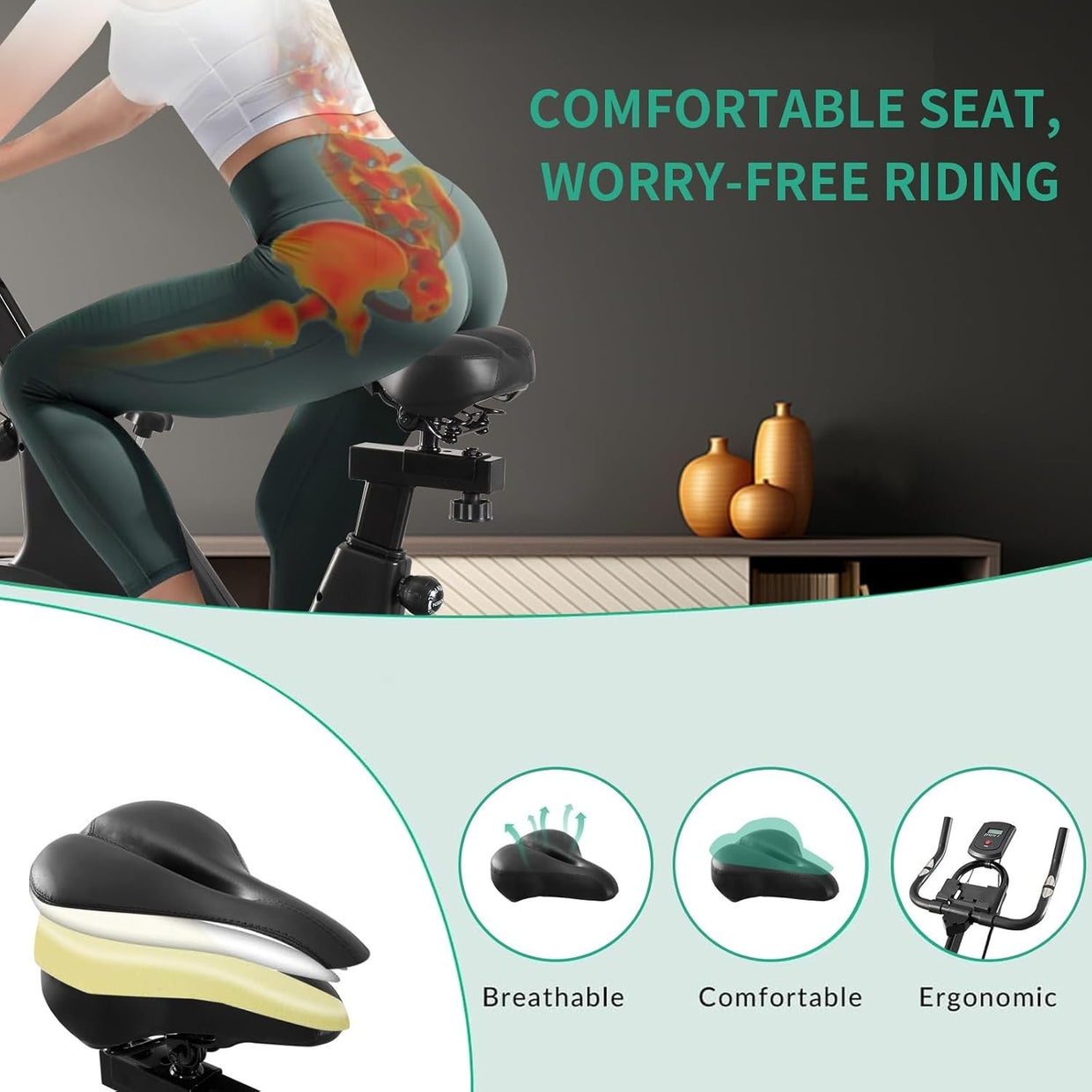 Magnetic Indoor Exercise Bike w/ LCD Monitor, Phone Holder & Adjustable Seat - Kwikley