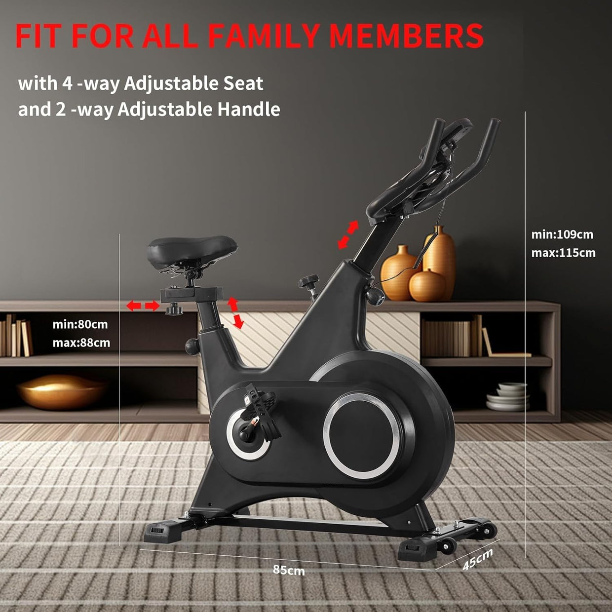 Magnetic Indoor Exercise Bike w/ LCD Monitor, Phone Holder & Adjustable Seat - Kwikley