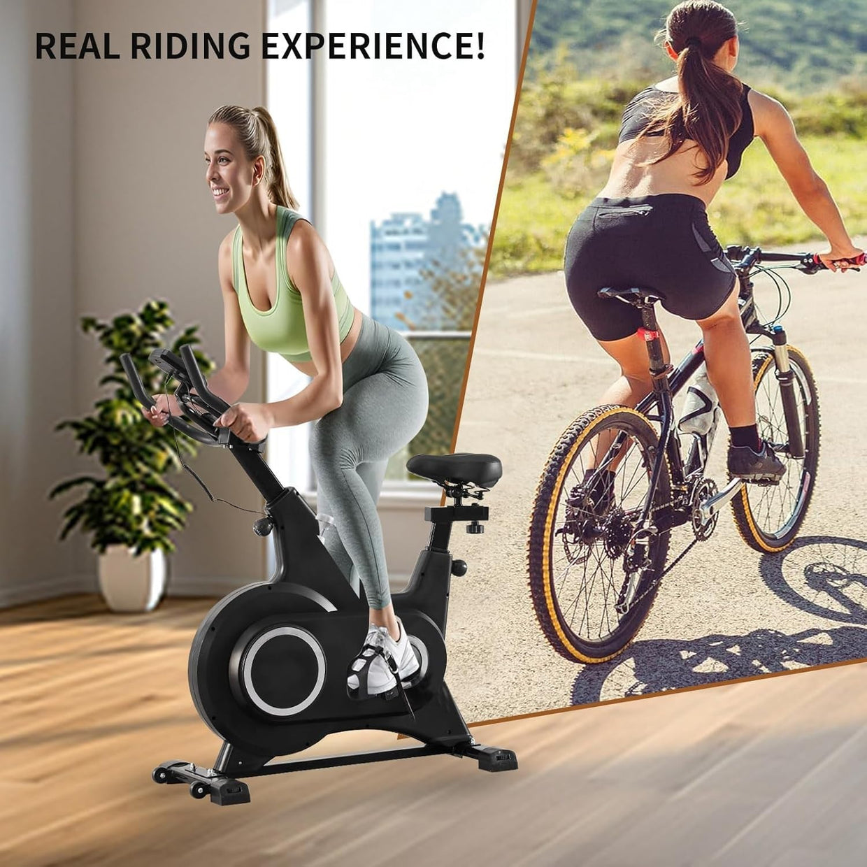 Magnetic Indoor Exercise Bike w/ LCD Monitor, Phone Holder & Adjustable Seat - Kwikley