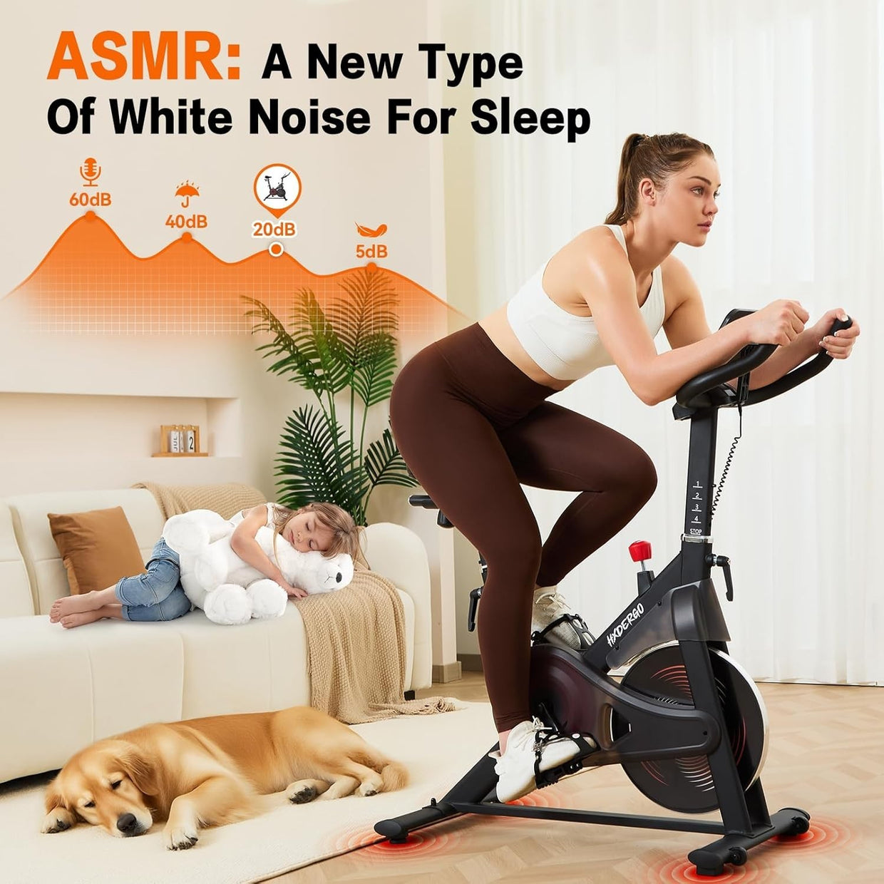 Magnetic Indoor Spin Bike w/ APP, LCD Monitor, Quiet Belt Drive Adjustable Seat - Kwikley