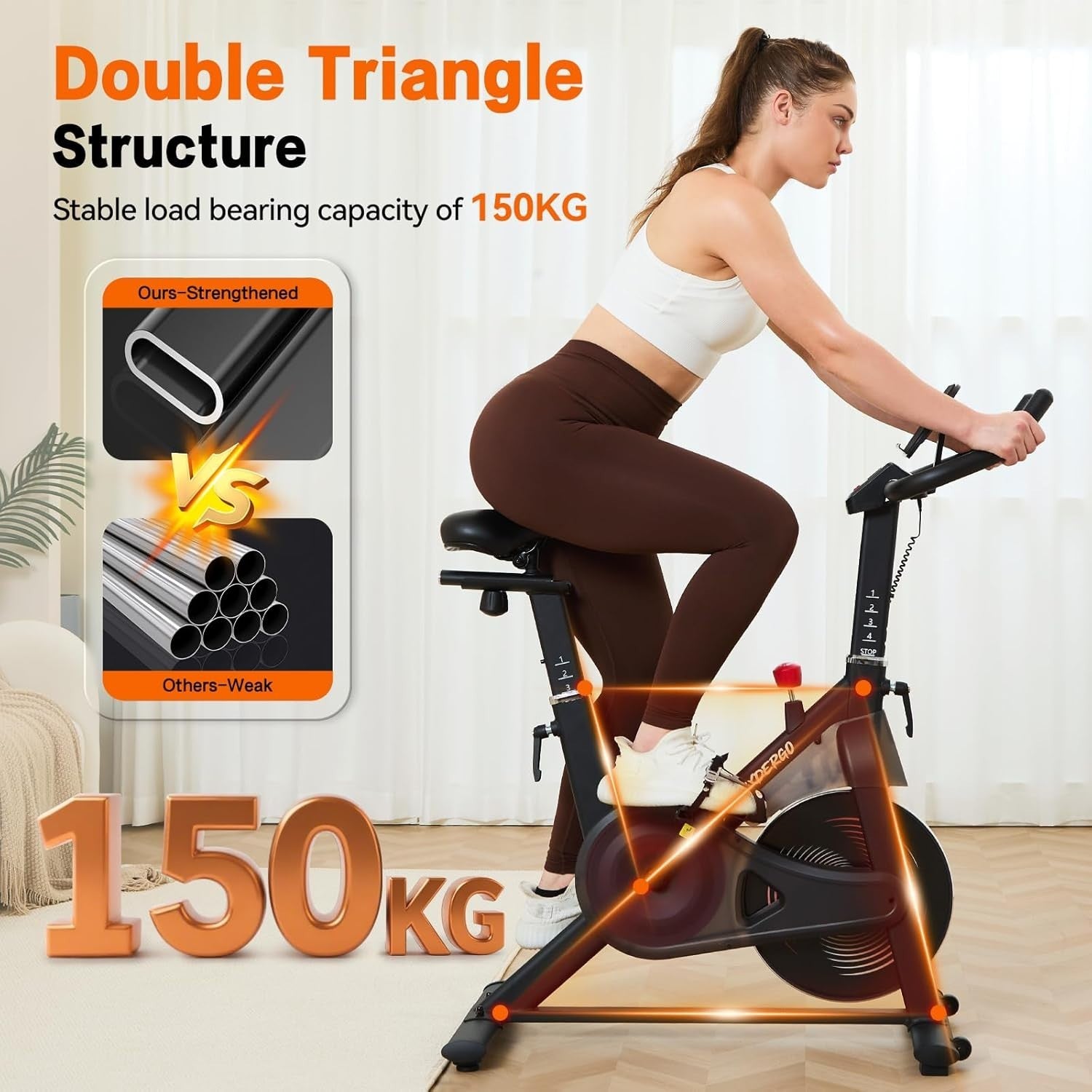 Magnetic Indoor Spin Bike w/ APP, LCD Monitor, Quiet Belt Drive Adjustable Seat - Kwikley