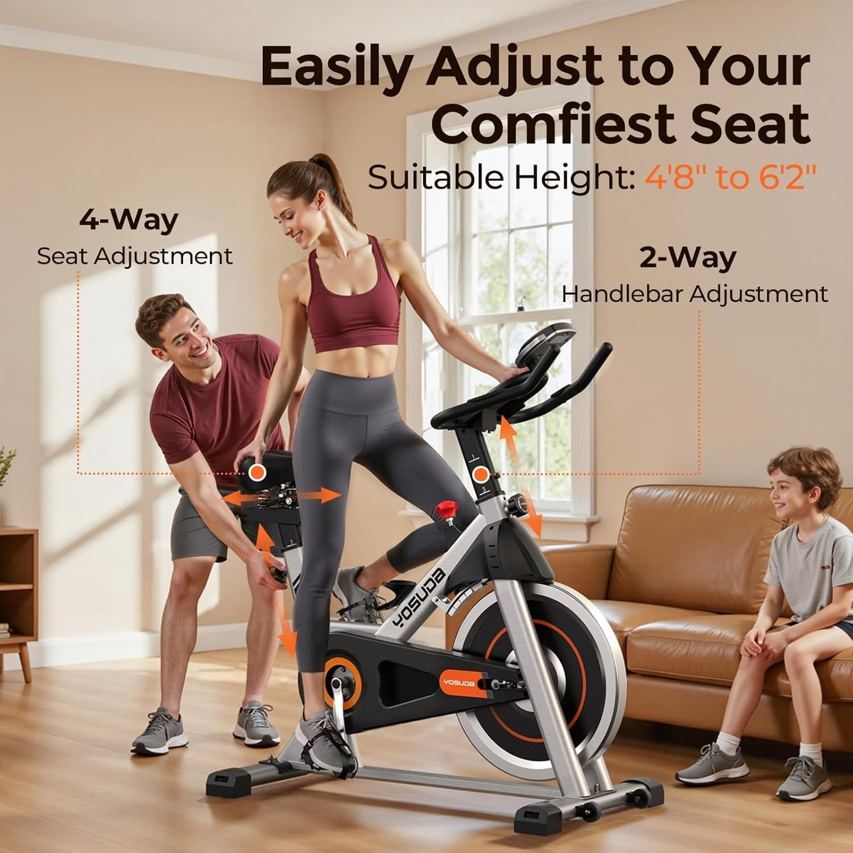 Magnetic Indoor Spin Bike w/ LCD Display, App Sync, 30lb Flywheel & 300lb Cap - Kwikley