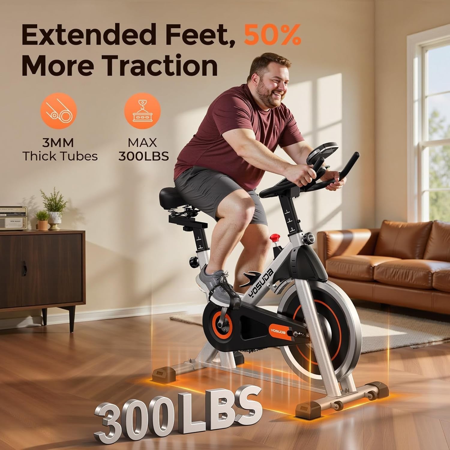 Magnetic Indoor Spin Bike w/ LCD Display, App Sync, 30lb Flywheel & 300lb Cap - Kwikley