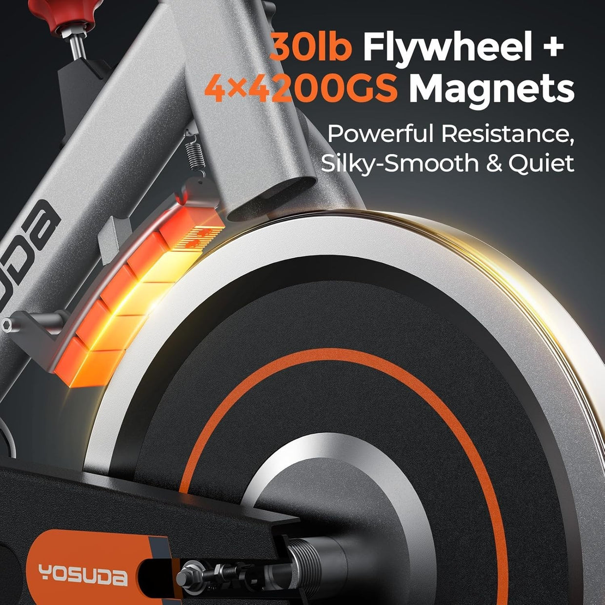 Magnetic Indoor Spin Bike w/ LCD Display, App Sync, 30lb Flywheel & 300lb Cap - Kwikley