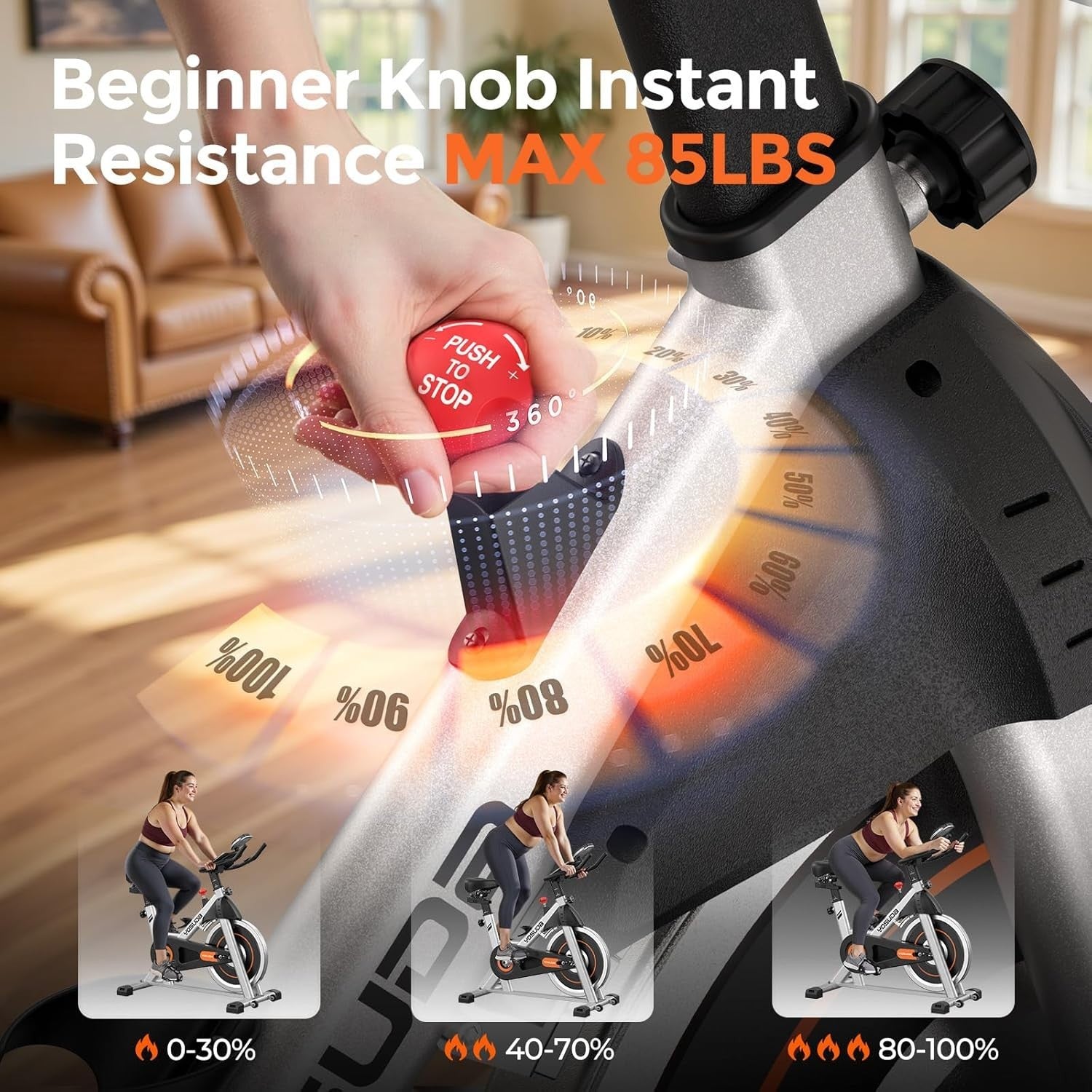 Magnetic Indoor Spin Bike w/ LCD Display, App Sync, 30lb Flywheel & 300lb Cap - Kwikley