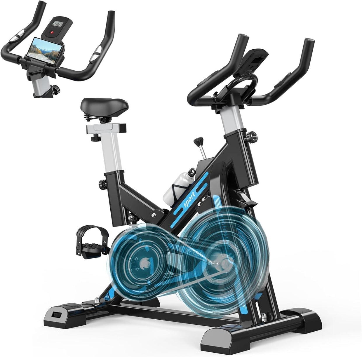 Magnetic Indoor Spin Bike w/ LCD Monitor, Tablet Holder & Heavy Flywheel - Kwikley