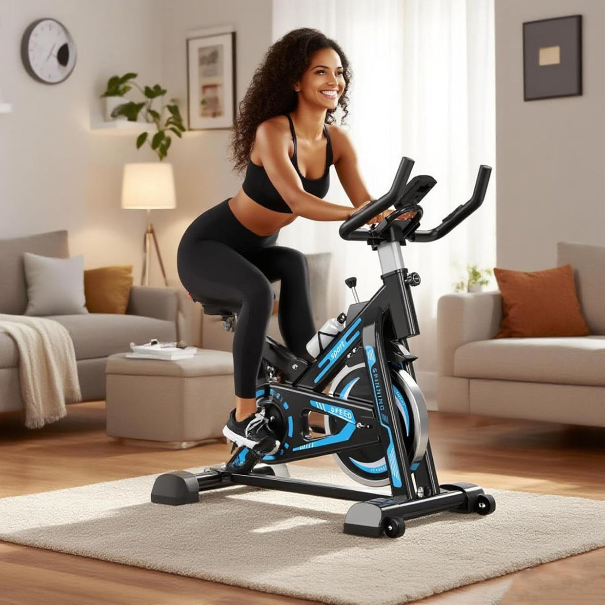 Magnetic Indoor Spin Bike w/ LCD Monitor, Tablet Holder & Heavy Flywheel - Kwikley