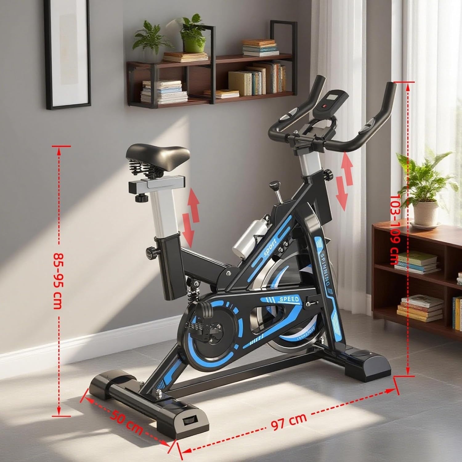 Magnetic Indoor Spin Bike w/ LCD Monitor, Tablet Holder & Heavy Flywheel - Kwikley