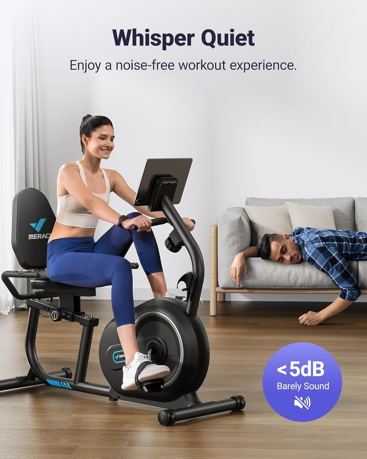 Magnetic Recumbent Exercise Bike w/ Bluetooth App, LCD Display & HR Sensors - Kwikley