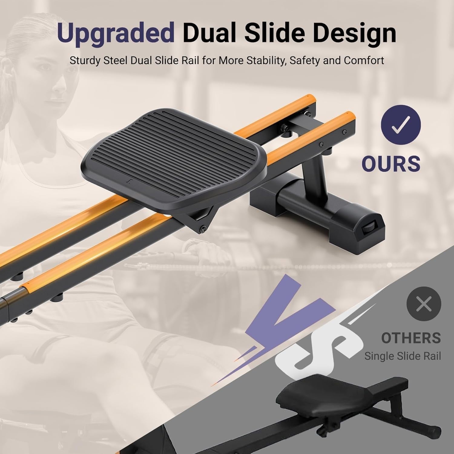 Magnetic Rowing Machine 16 - Level Quiet Resistance Bluetooth LCD Dual Rail 350LB - Kwikley