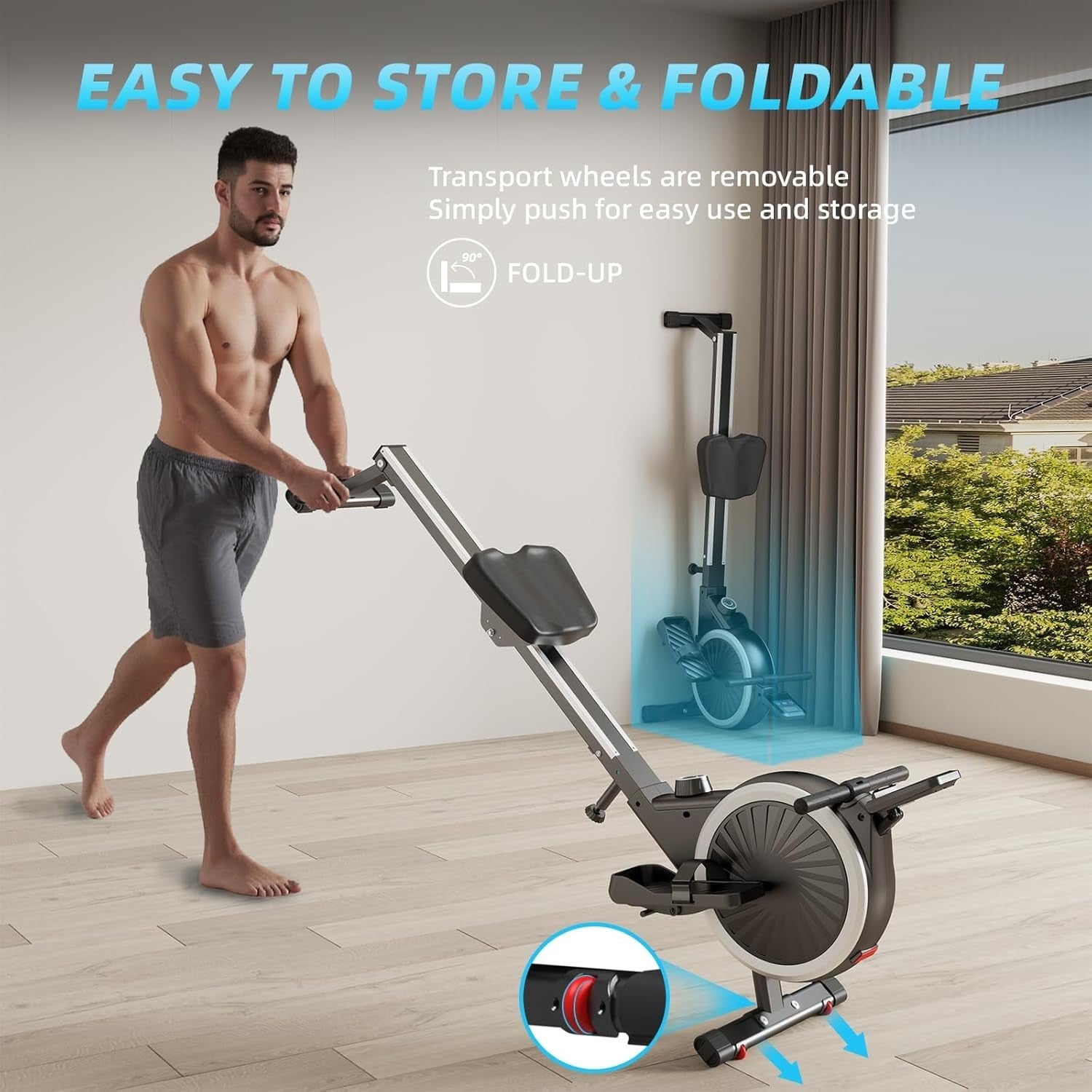 Magnetic Rowing Machine 16 - Level Quiet Resistance LCD Home Gym Rower 160KG - Kwikley