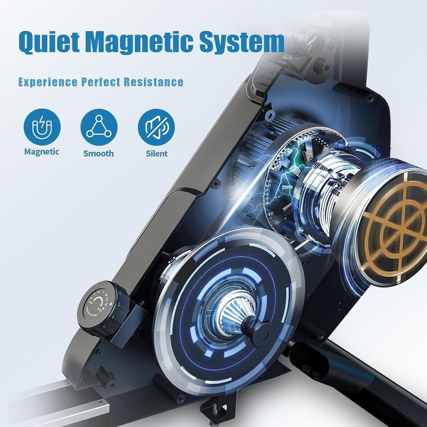 Magnetic Rowing Machine 16 - Level Resistance Quiet Belt LCD Home Gym Rower 158KG - Kwikley