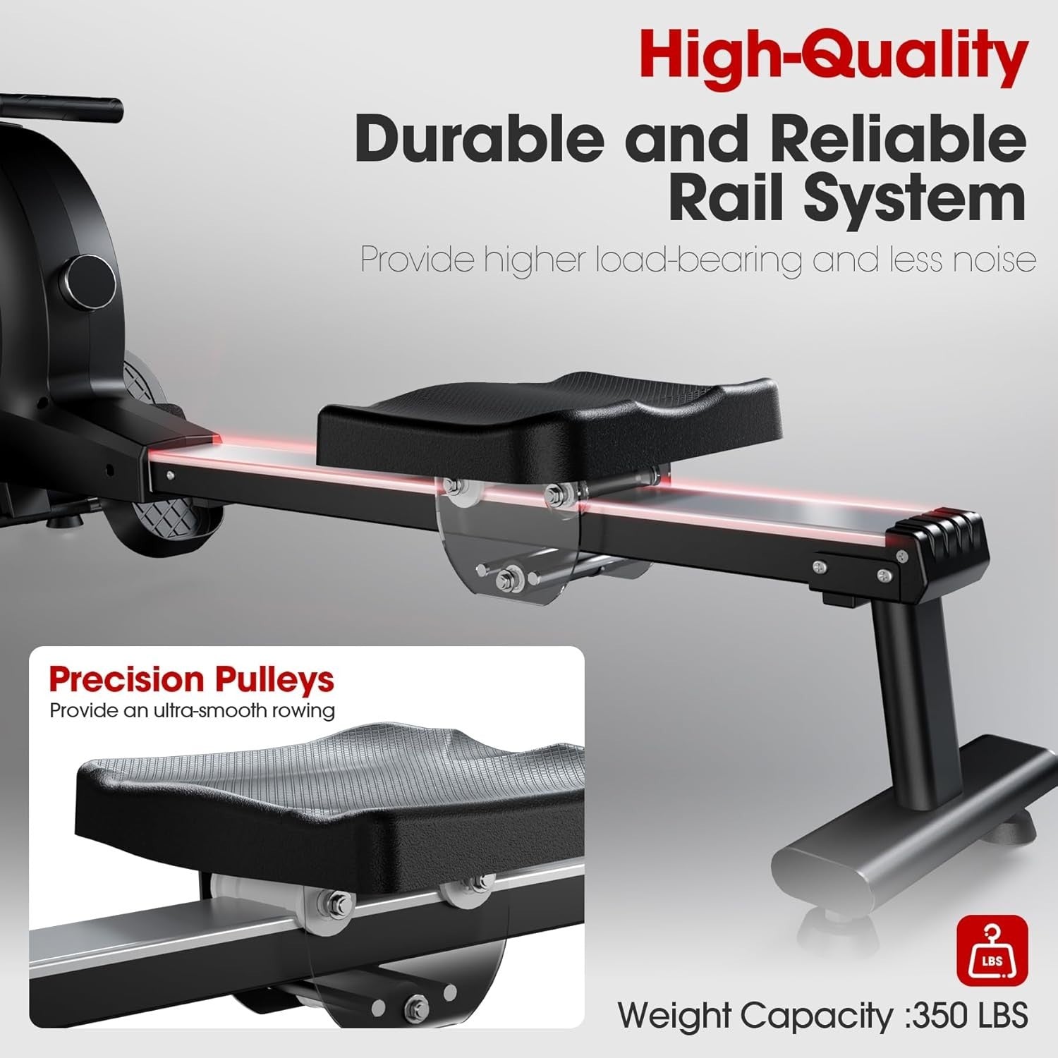 Magnetic Rowing Machine 32 - Level Bluetooth LCD Quiet Foldable Home Gym Rower - Kwikley
