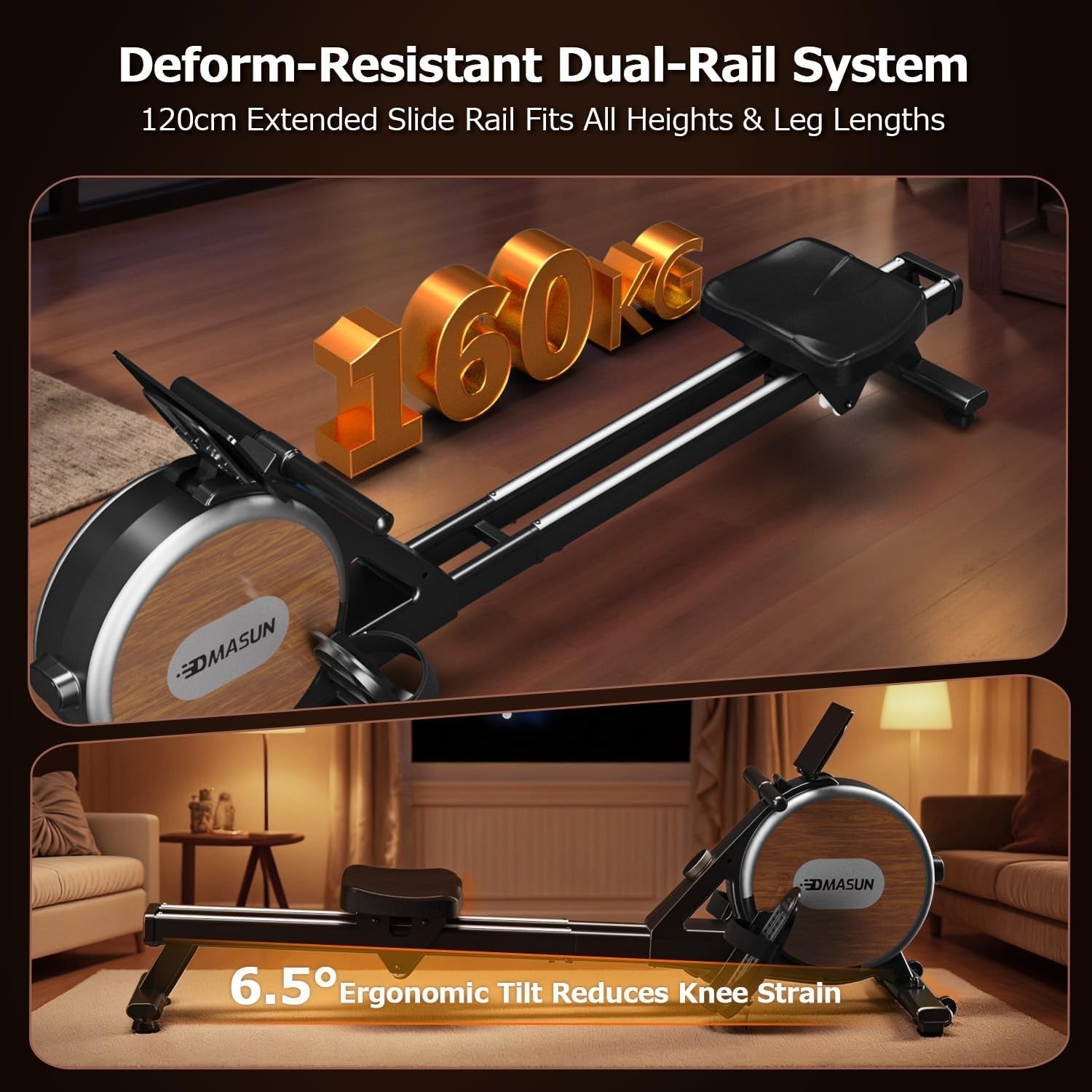 Magnetic Rowing Machine 32 - Level Silent Dual Rail Foldable Home Rower 350lb - Kwikley
