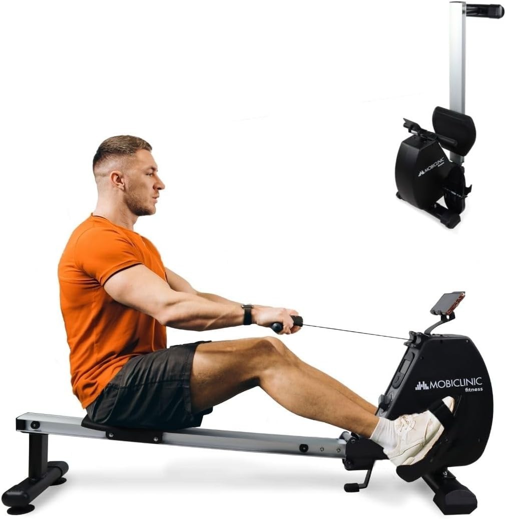 Magnetic Rowing Machine 8 - Level Resistance Foldable LCD Home Gym 120KG - Kwikley