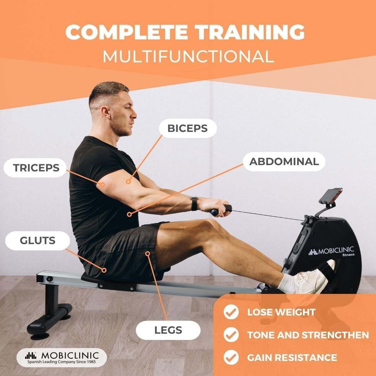 Magnetic Rowing Machine 8 - Level Resistance Foldable LCD Home Gym 120KG - Kwikley