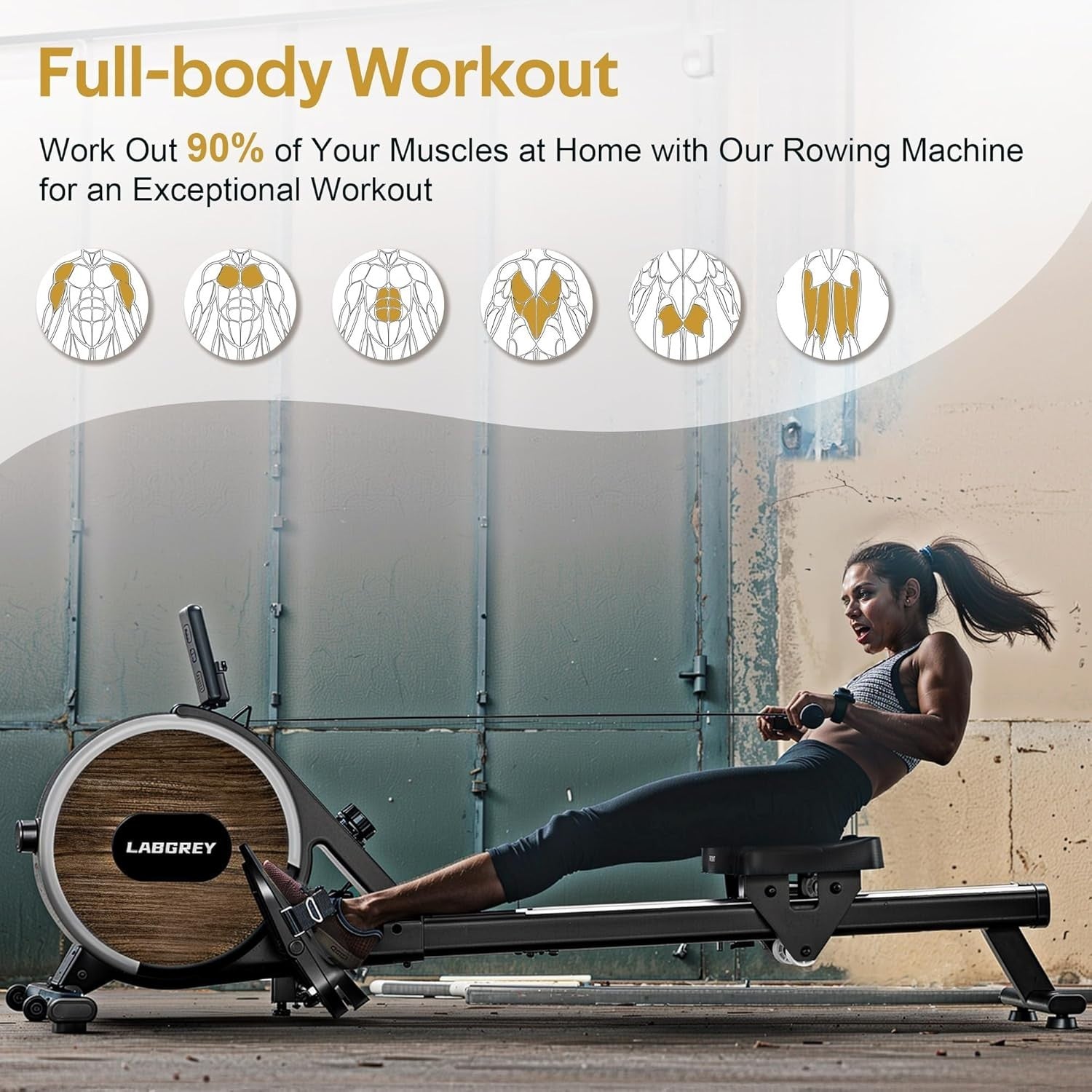 Magnetic Rowing Machine Bluetooth Quiet Dual Rail Foldable 350LB Home Fitness - Kwikley