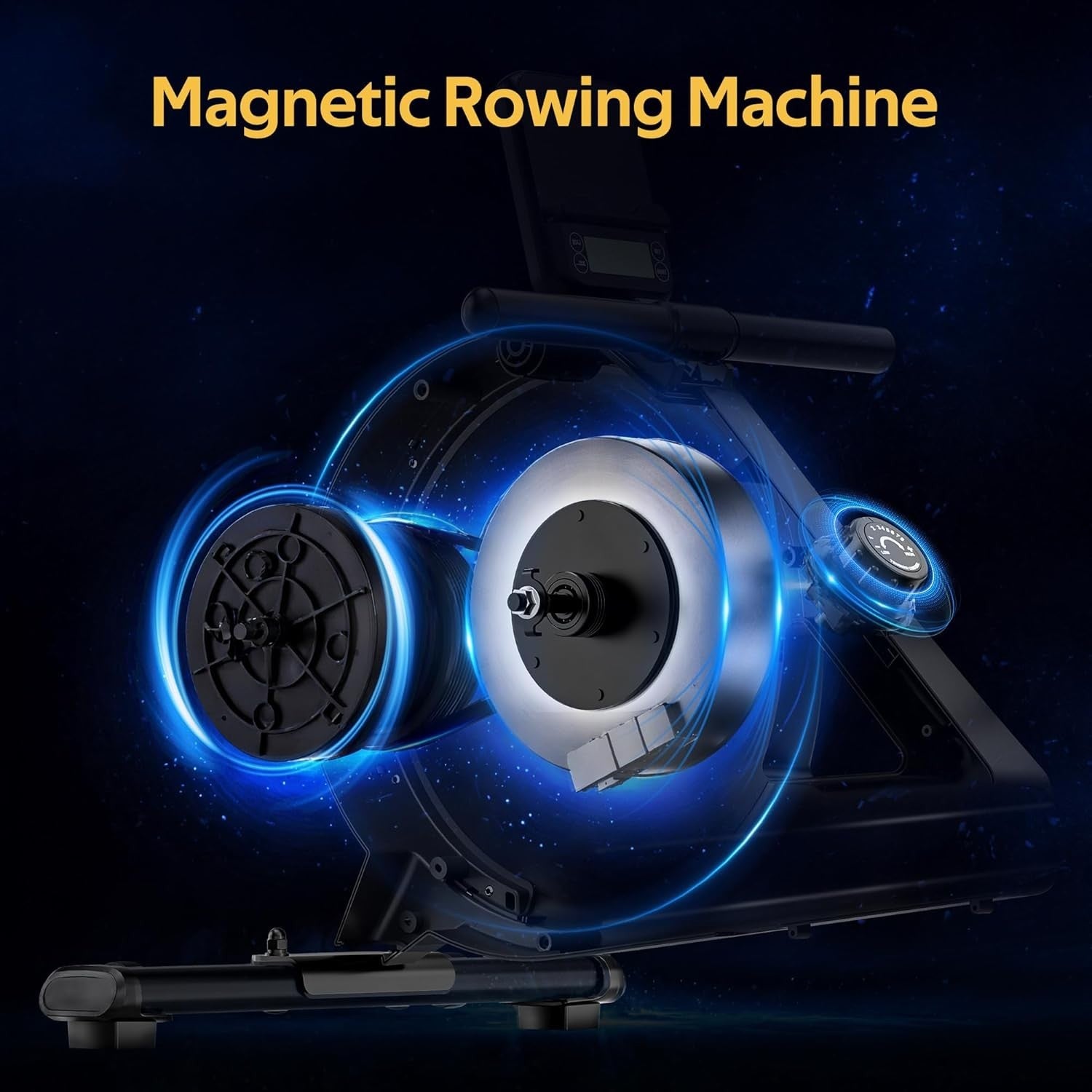 Magnetic Rowing Machine Bluetooth Quiet Dual Rail Foldable 350LB Home Fitness - Kwikley