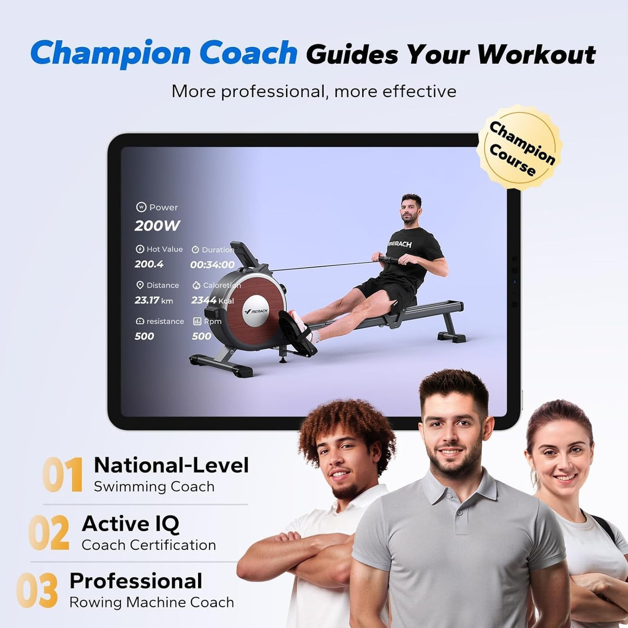 Magnetic Rowing Machine Dual Rail Quiet 16 - Level Resistance App Smart Rower - Kwikley