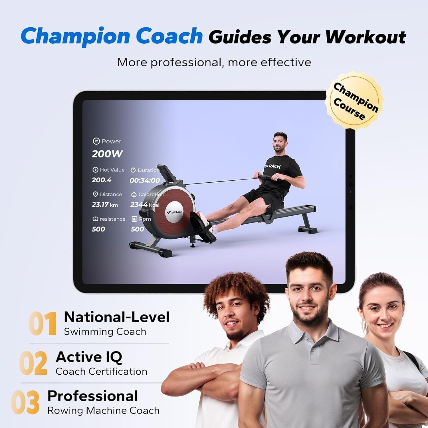 Magnetic Rowing Machine Dual Rail Quiet 16 - Level Resistance App Smart Rower - Kwikley