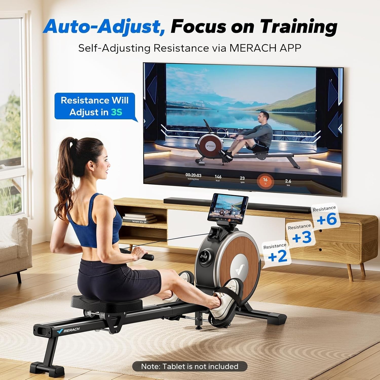 Magnetic Rowing Machine Self - Powered 16 - Level Dual Rail Quiet App Smart Rower - Kwikley